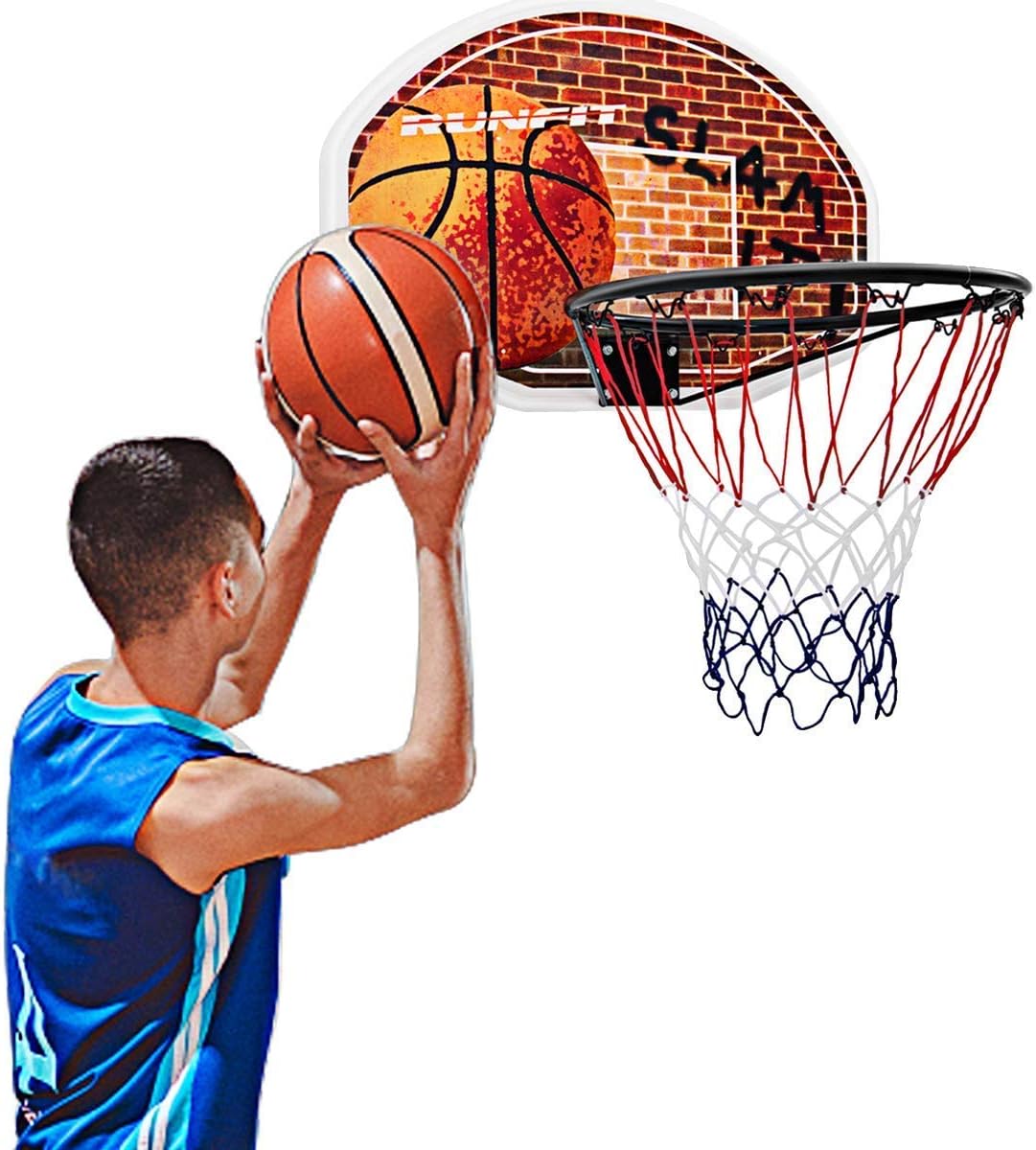 Goplus Aro de baloncesto de 29 x 20 pulgadas, montado en la pared, portátil, para deportes en interiores y exteriores, adecuado para adultos y niños