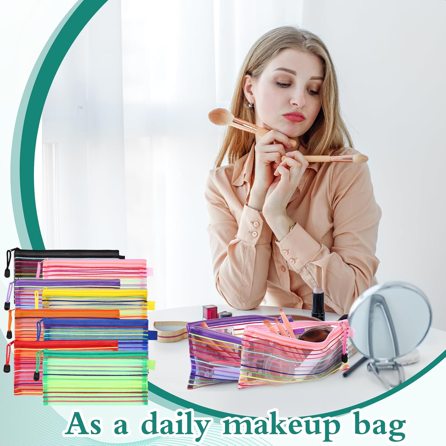 Glenmal Paquete de 16 bolsas de malla con cremallera para lápices, bolsas de almacenamiento multiusos, bolsas de viaje para oficina, aula,