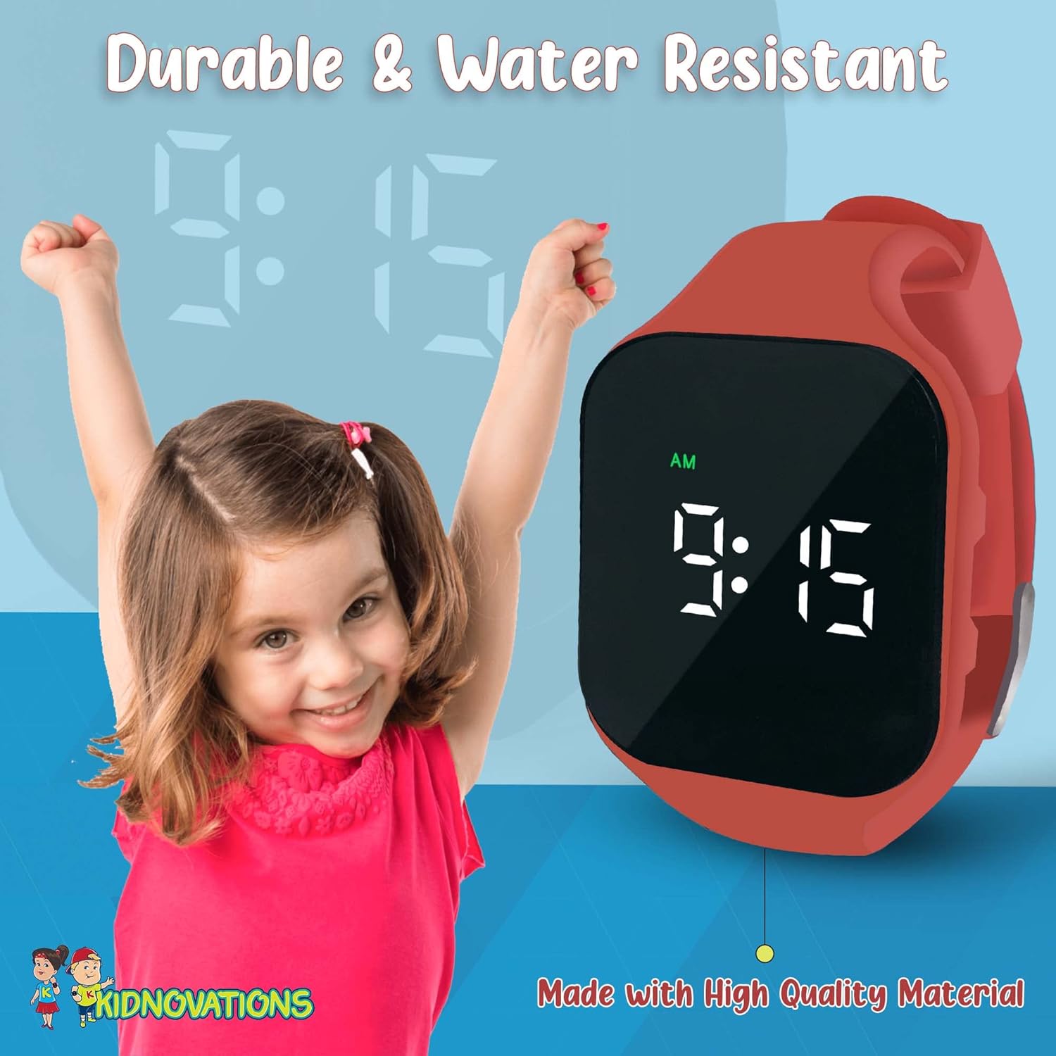 Reloj de entrenamiento para ir al baño con botón cuadrado, temporizador de entrenamiento para inodoro, recargable, resistente al agua, reloj