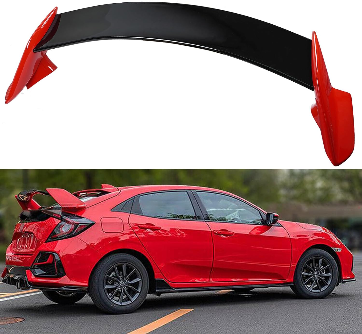 ZXMT Hatchback 2 tonos rojo negro tipo R estilo alerón necesita montaje simple para 2016 2017 2018 2019 2020 2021