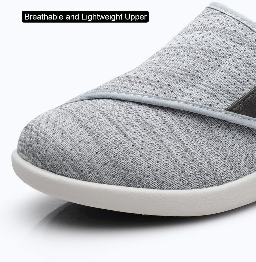 Zapatos para diabéticos para mujer, ancho ancho, con hebilla mágica, para mujeres mayores, cierre ajustable, transpirable, ligero, antideslizante,