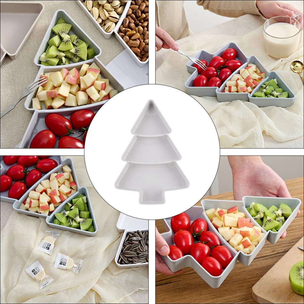 Angoily 2 platos para servir árbol de Navidad, bandeja de plástico para servir Navidad, para entretenimiento, plato de servir alimentos para