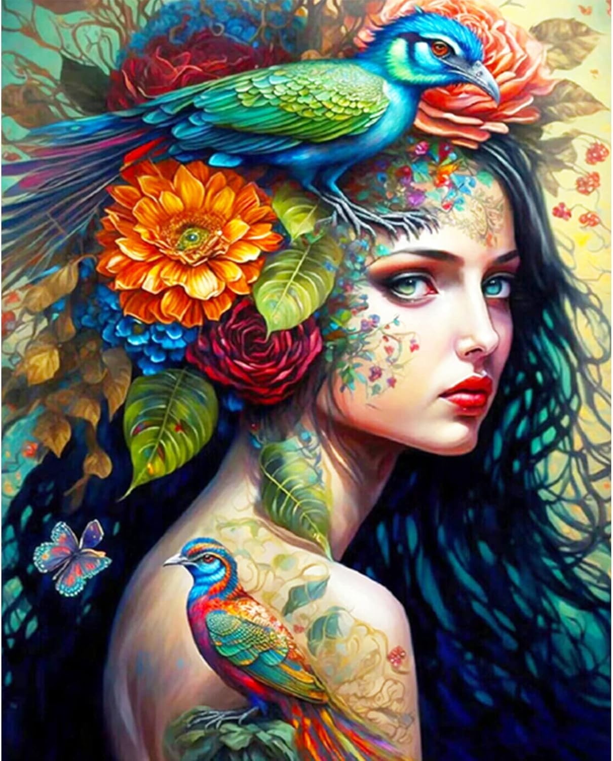 Tatuajes únicos, kits de pintura por números para adultos principiantes, hermosas mujeres pintan por números en lienzo, fácil de pintar para