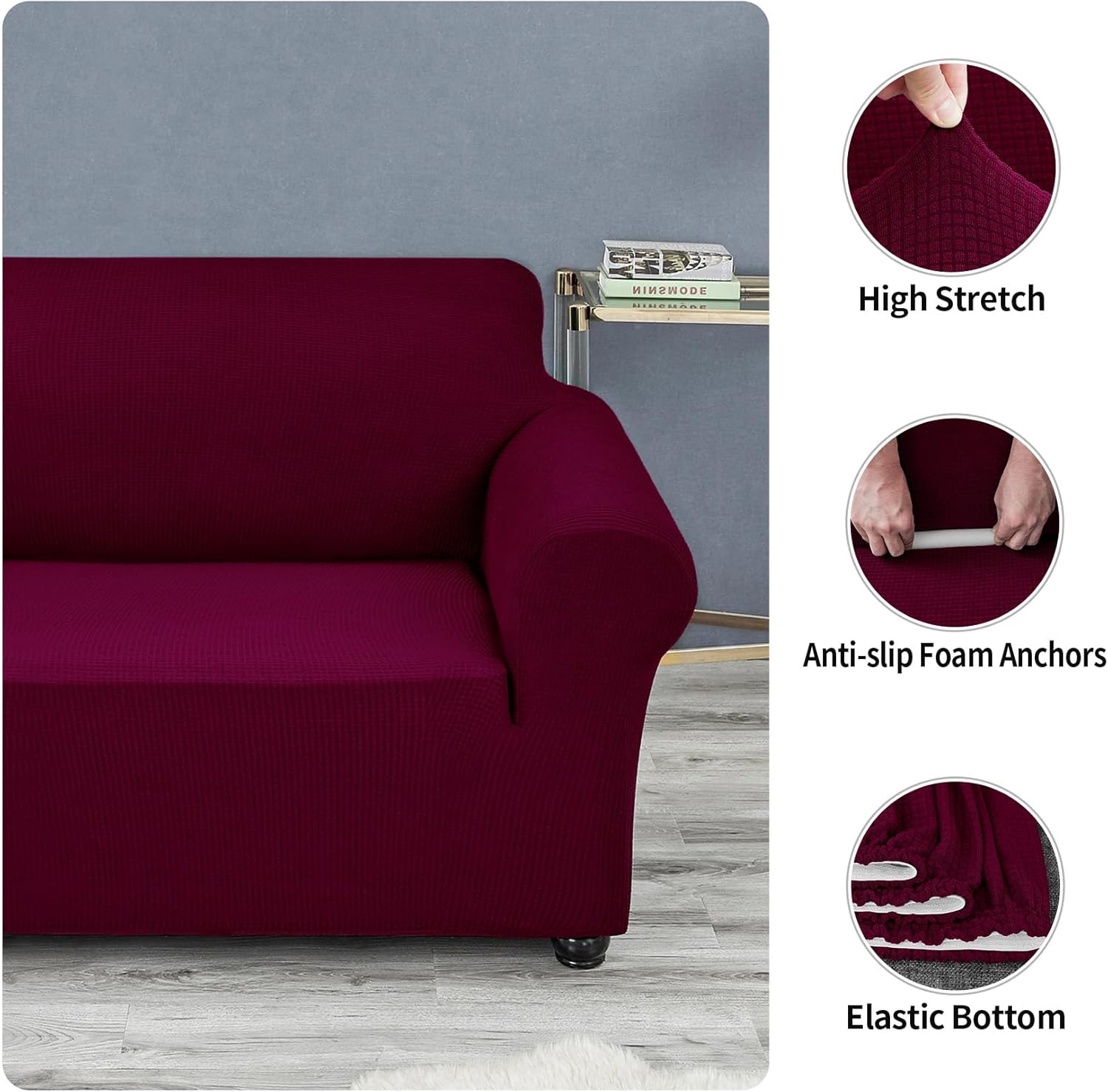 Joccun – Funda elástica para sillón de 1 pieza, funda de sofá de tela jacquard de elastano con parte inferior elástica, protector de muebles lavable