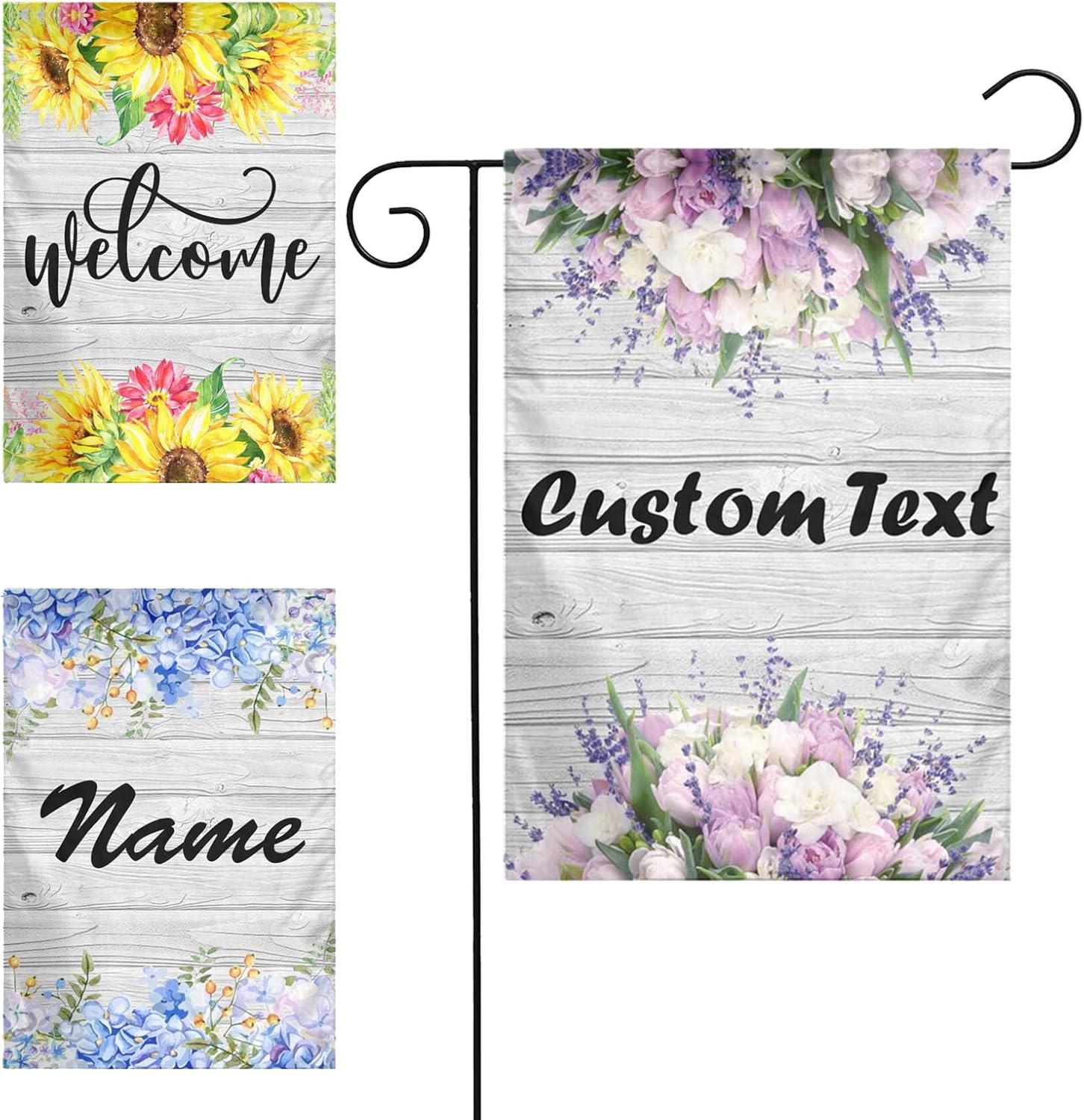 Bandera de jardín personalizada, banderas de jardín personalizadas con nombre de foto, banderas de jardín personalizadas de impresión de doble cara,