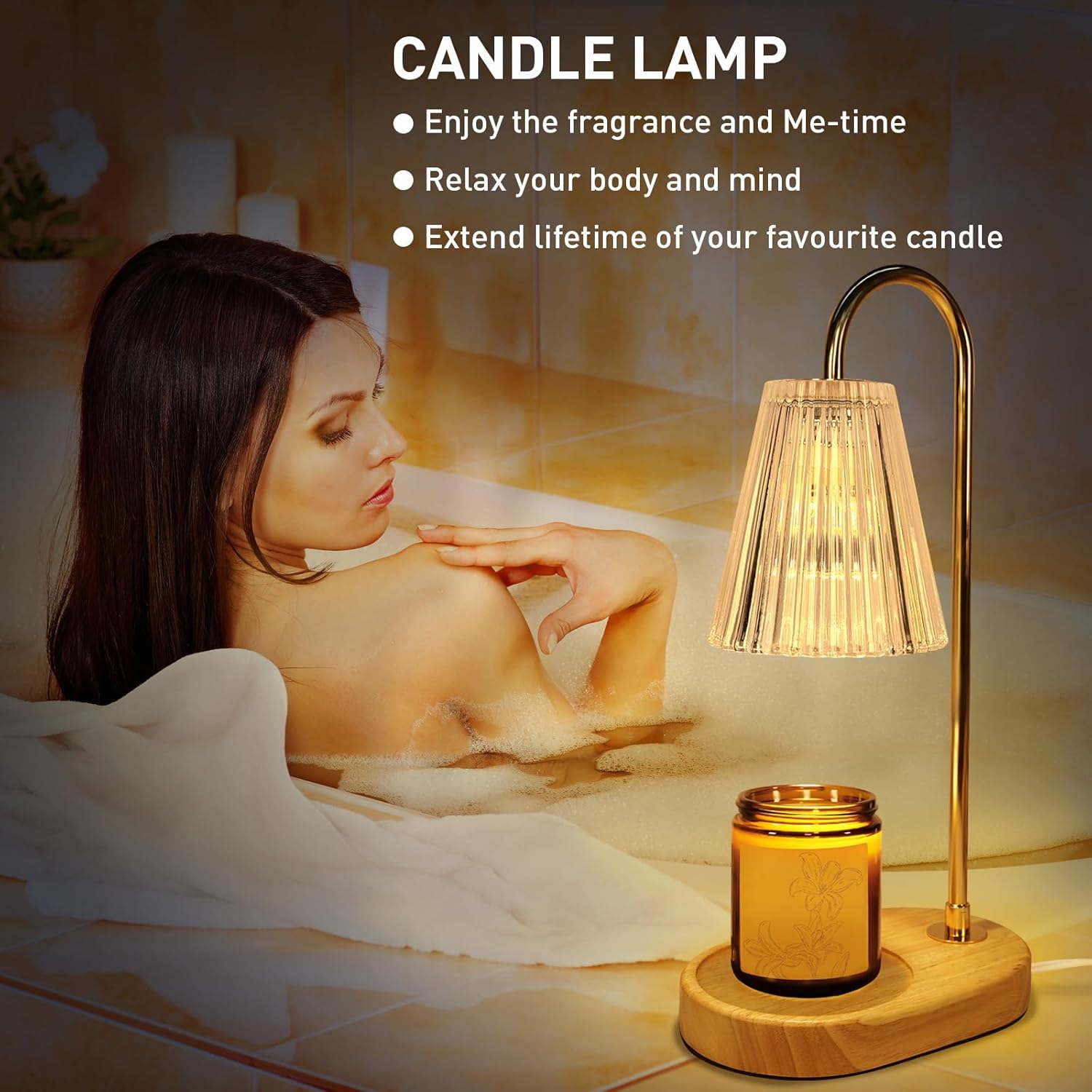 Lámpara calentadora de velas eléctrica con fragancia con 2 bombillas, temporizador y regulador de intensidad de 4 niveles, compatible con todas las