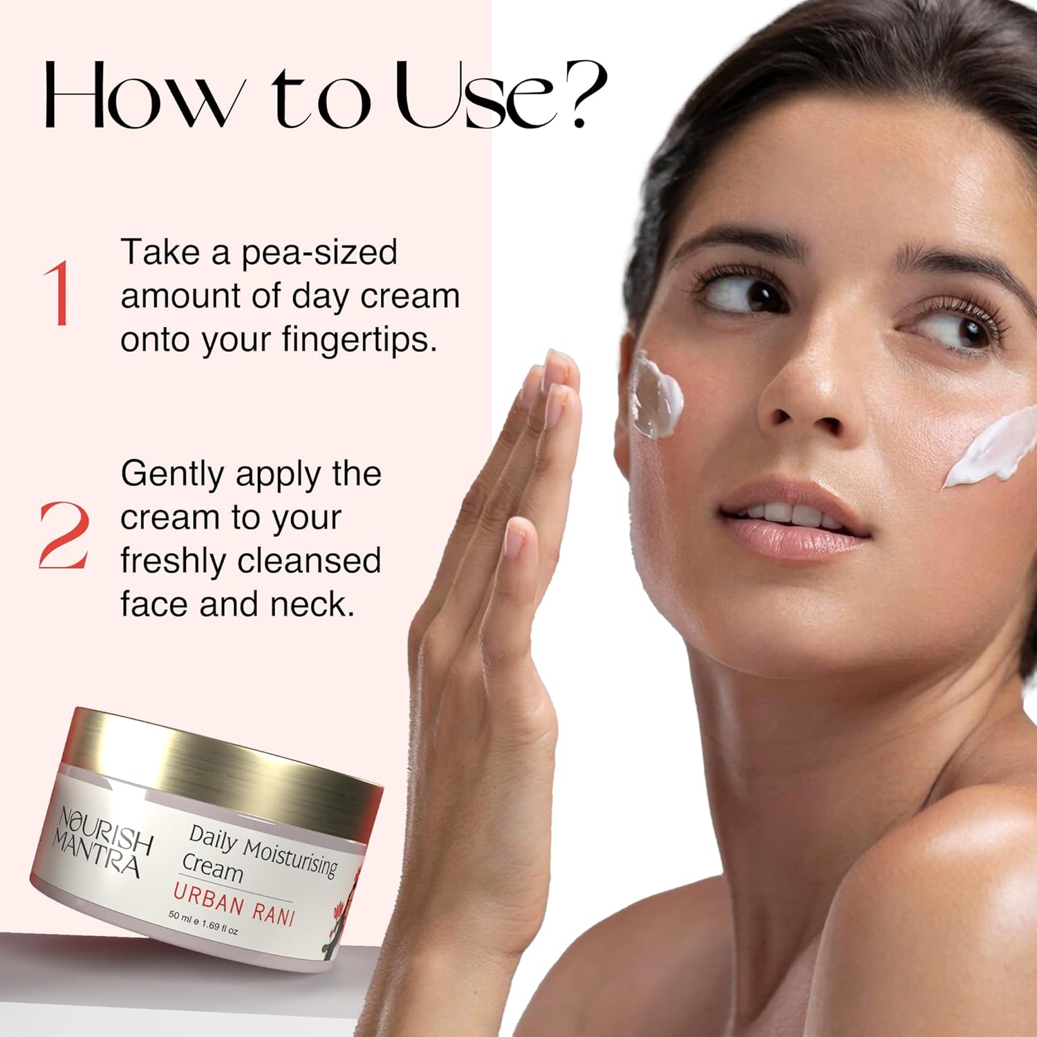 NOURISH MANTRA – Crema hidratante diaria Urban Rani  Crema facial hecha con ácido hialurónico, niacinamida y espino cerval de mar  Hidratante para