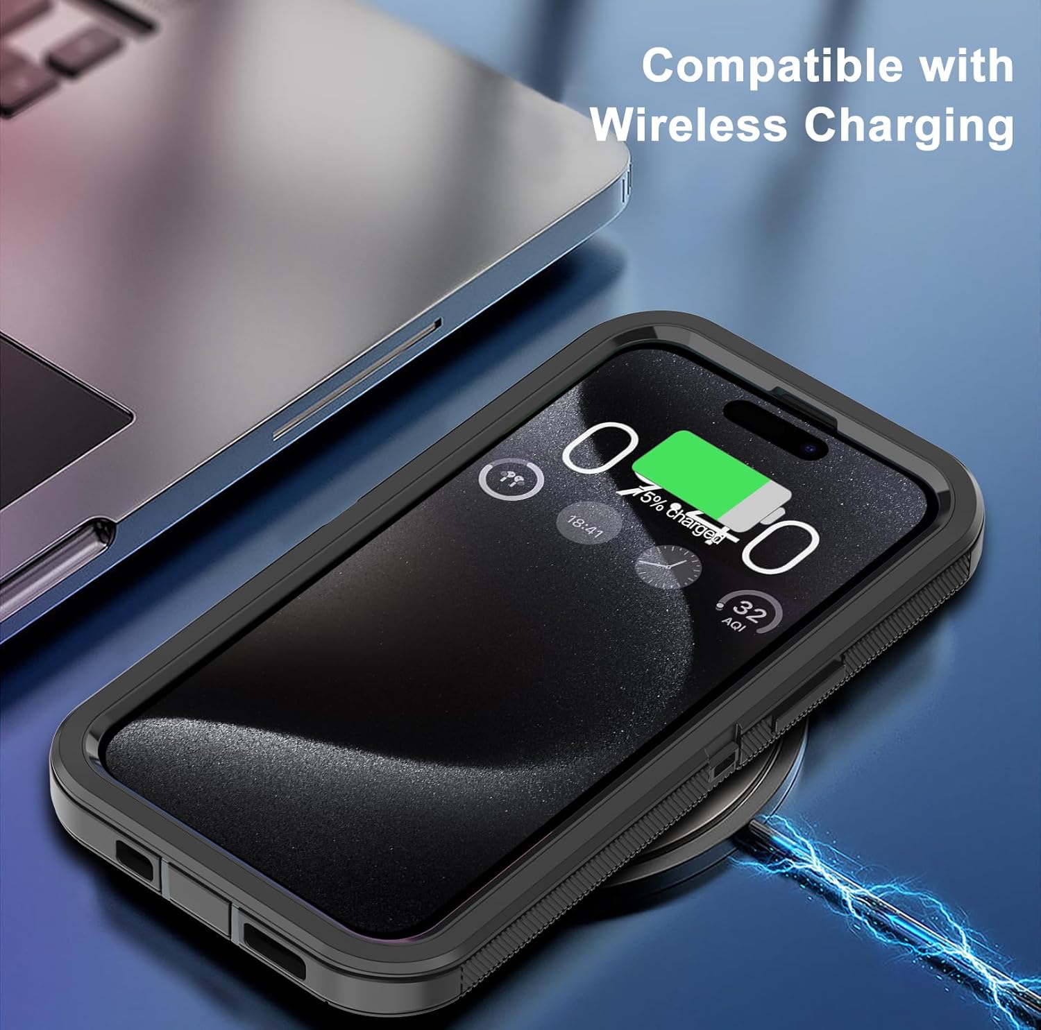Annymall Funda para iPhone 15 Pro Max con 2 protectores de pantalla, protección contra caídas a prueba de golpes, cuerpo completo, resistente, 3