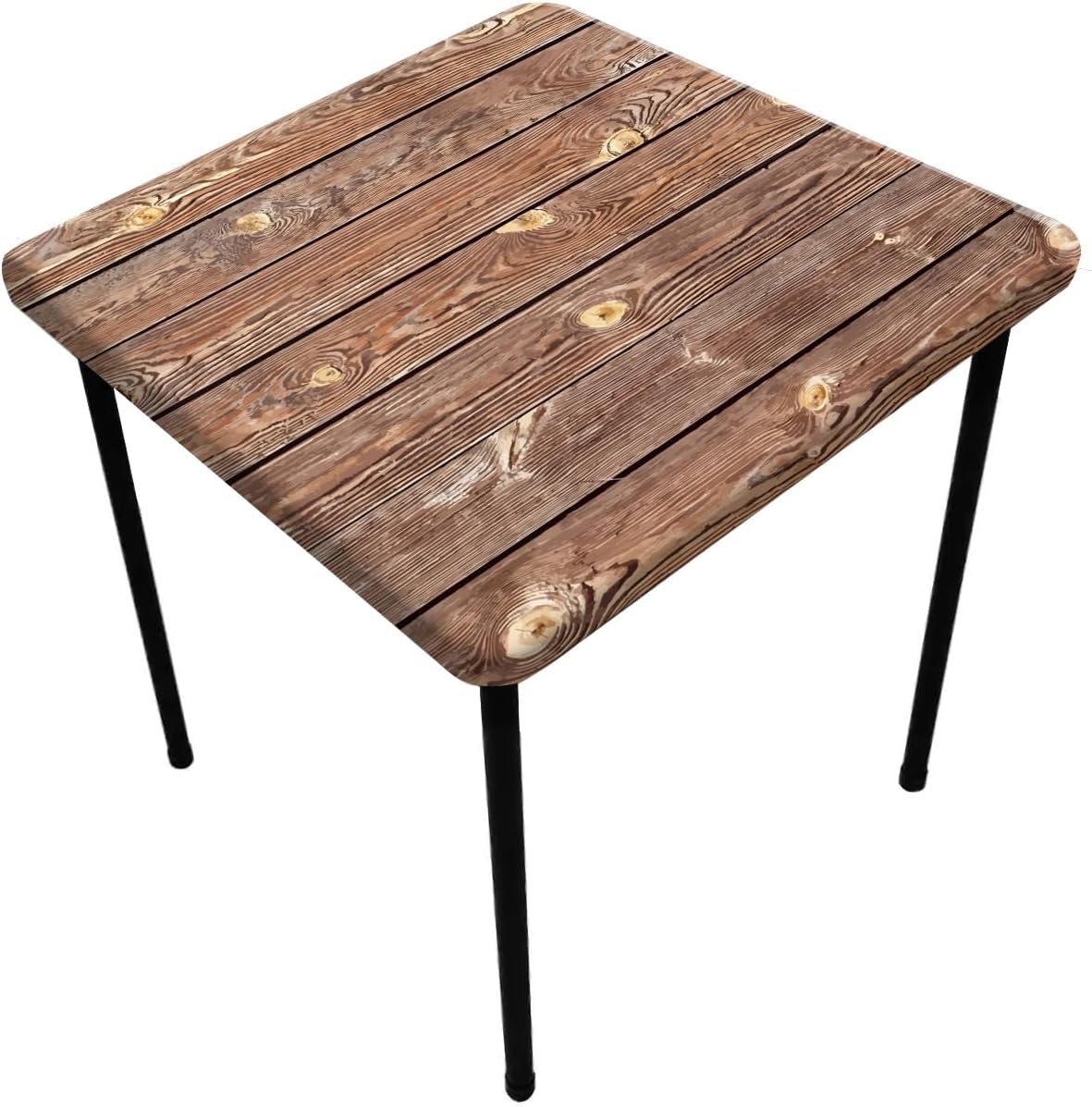Manteles cuadrados ajustables de grano de madera, textura de madera marrón, borde elástico, decoración del hogar, cubierta de mesa de poliéster,