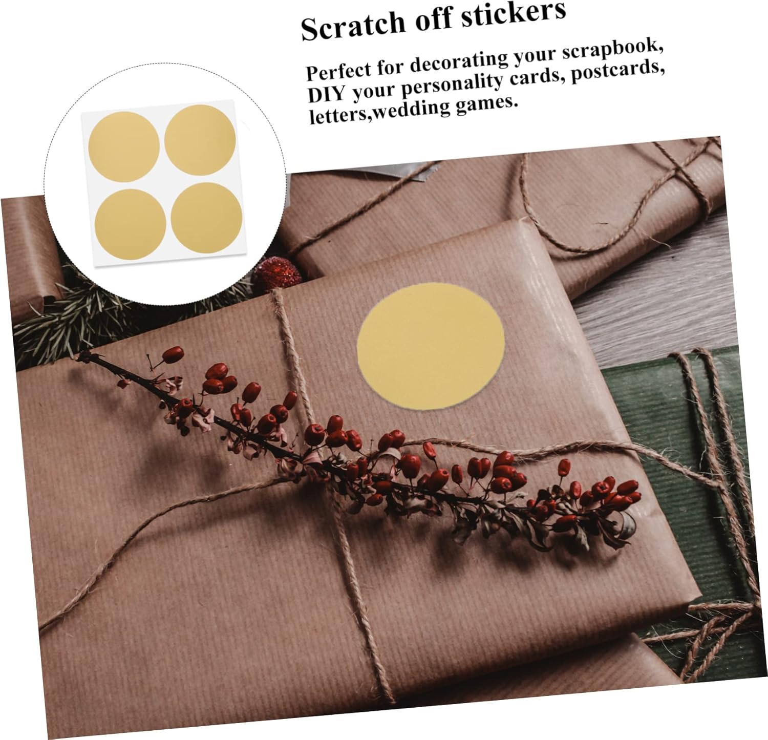 STOBOK 250 unidades de etiquetas redondas de 1 pulgada DIY Scratch Off Lottery Scratch Off Pegatinas de oro Etiquetas redondas de sellado Pegatinas