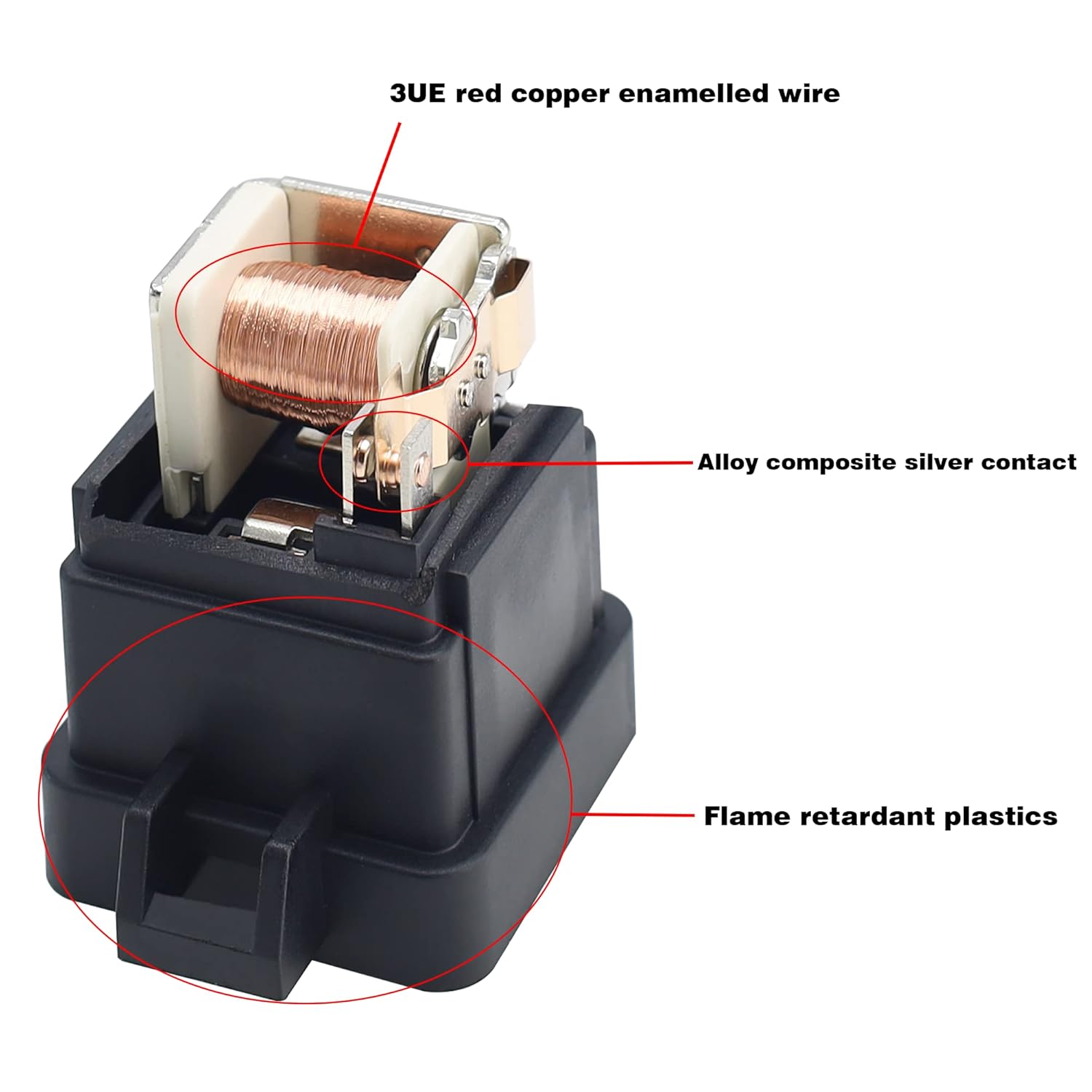 Paquete de 5 relés y arnés impermeables de 4030 amperios 12 V CC, cables de cobre estañado de 12 AWG, relé automotriz SPDT de 5 pines de 12 V 5P,