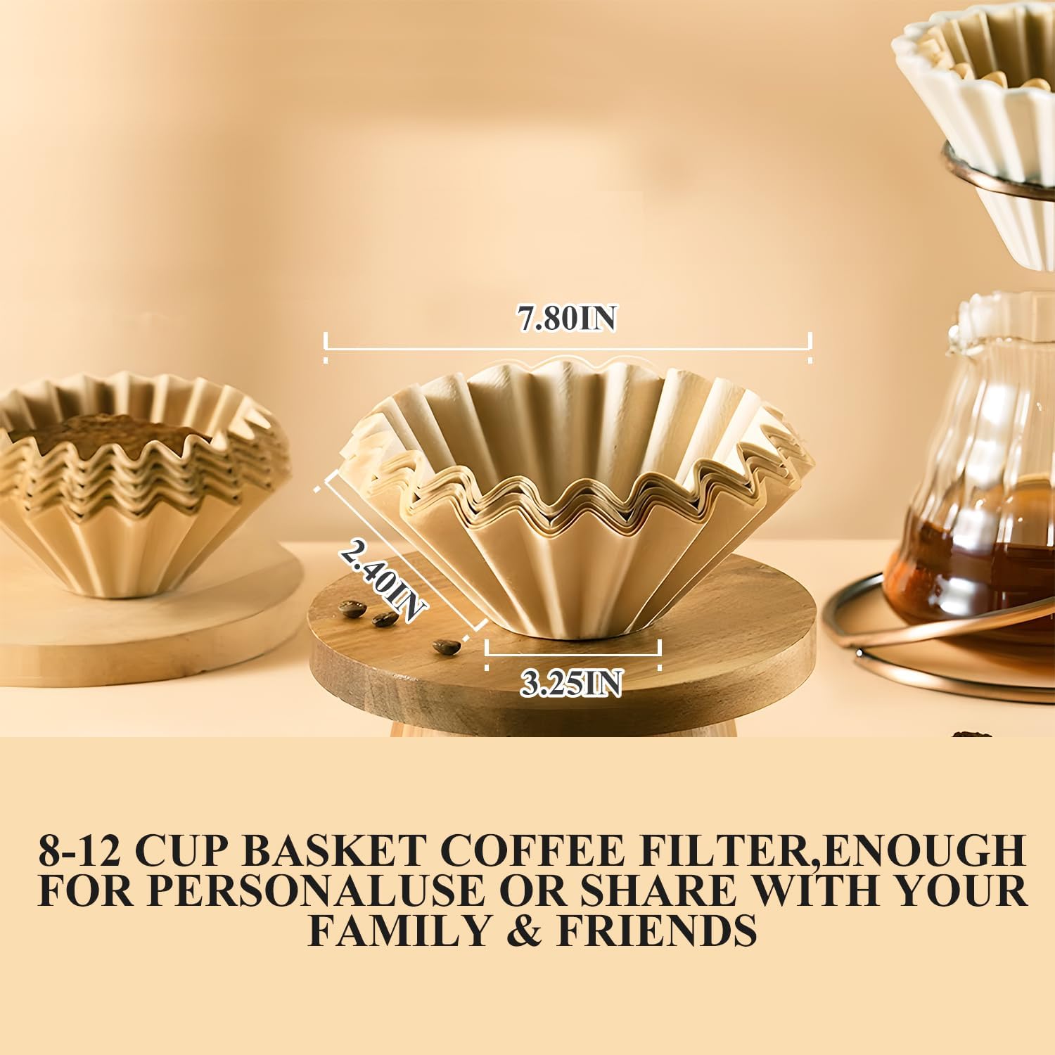 Empstorm Filtros de café de 8 a 12 tazas, 7.875 x 3.25 pulgadas, 100 filtros de café para cesta, papel de filtro de café desechable de 8 a 12 tazas,