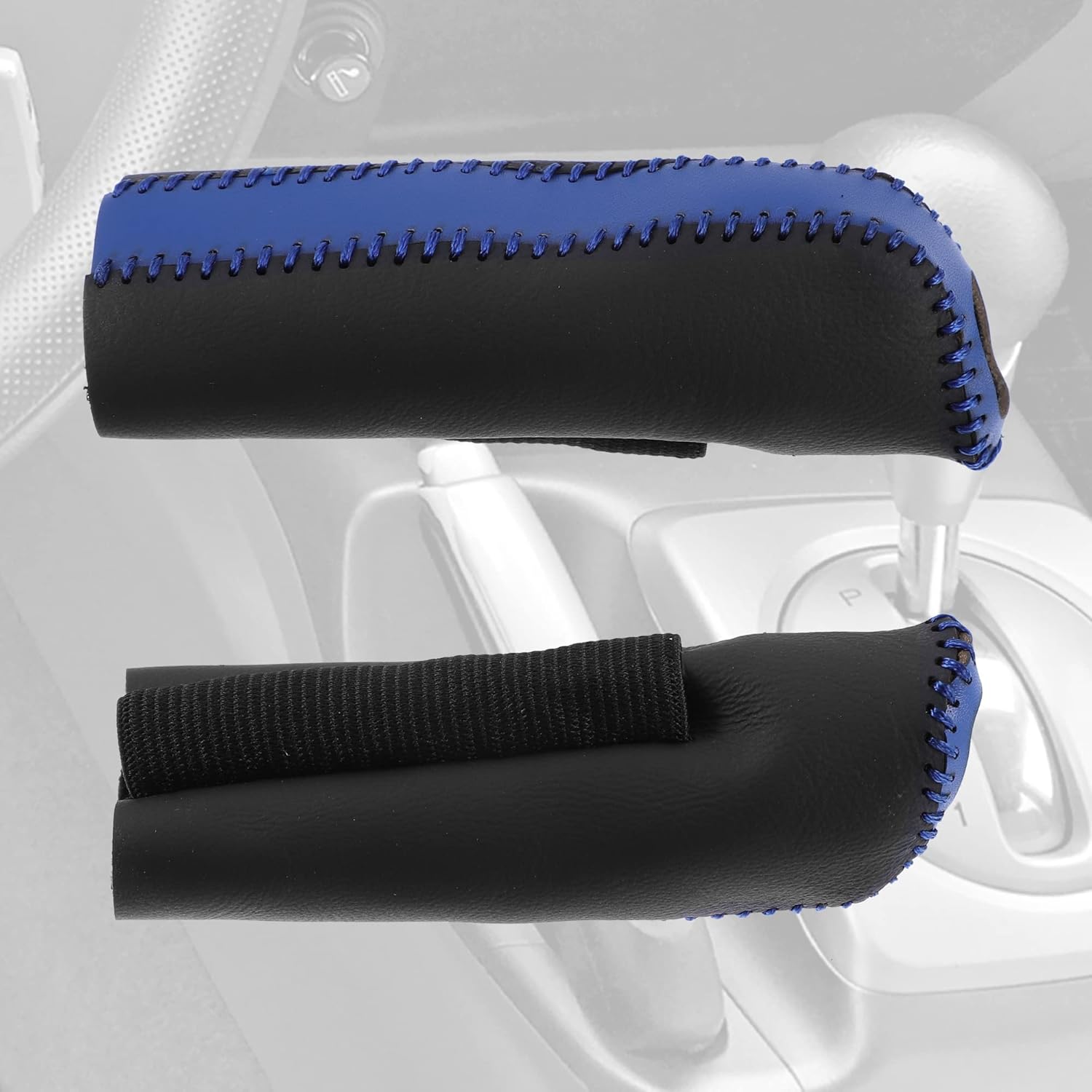 X AUTOHAUX Funda de freno de mano para manija de coche, protector de cubierta de freno de mano, accesorios interiores, decoración de piel sintética