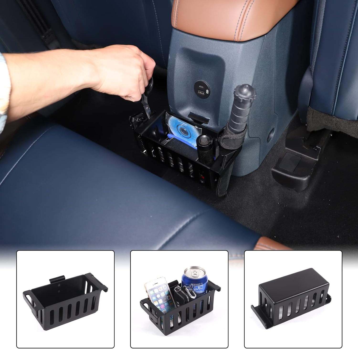 Organizador expansor de asiento trasero de automóvil compatible con Ford Maverick 2022-2024 asiento de automóvil de aluminio para consola trasera,