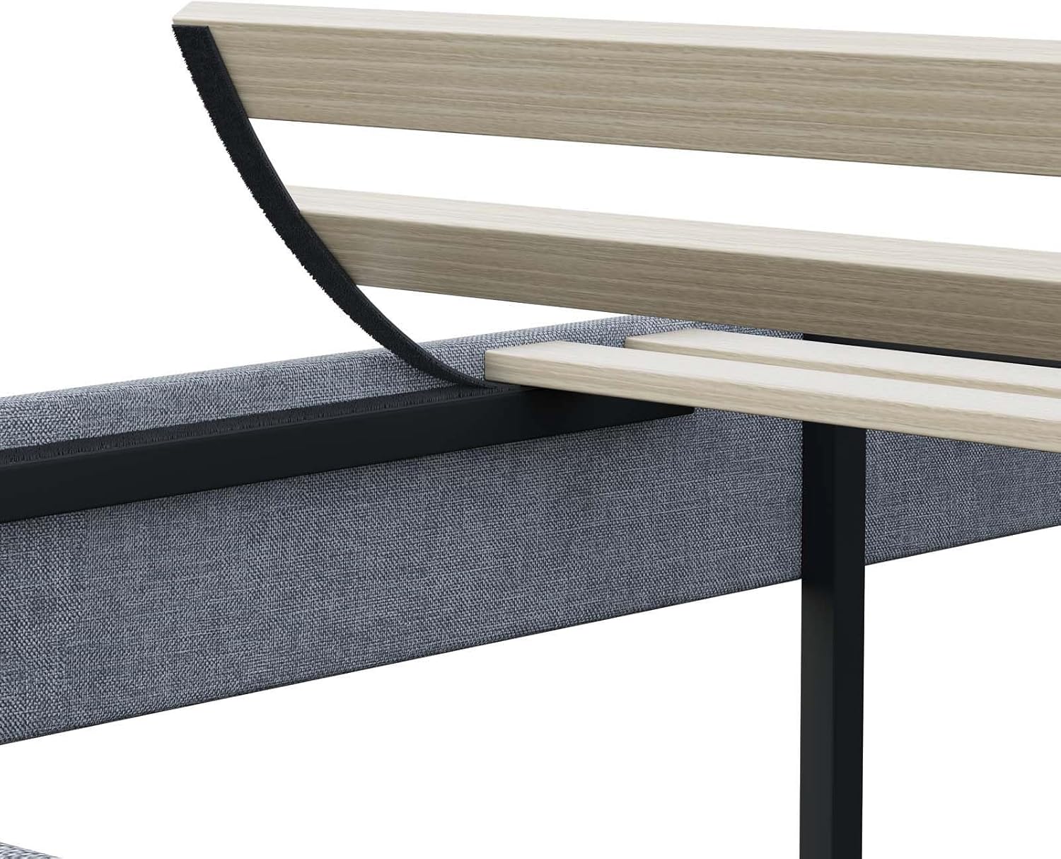Base de cama tapizada de tamaño matrimonial con cabecera de botón ajustable, base de colchón con soporte de listones de madera, no necesita somier,