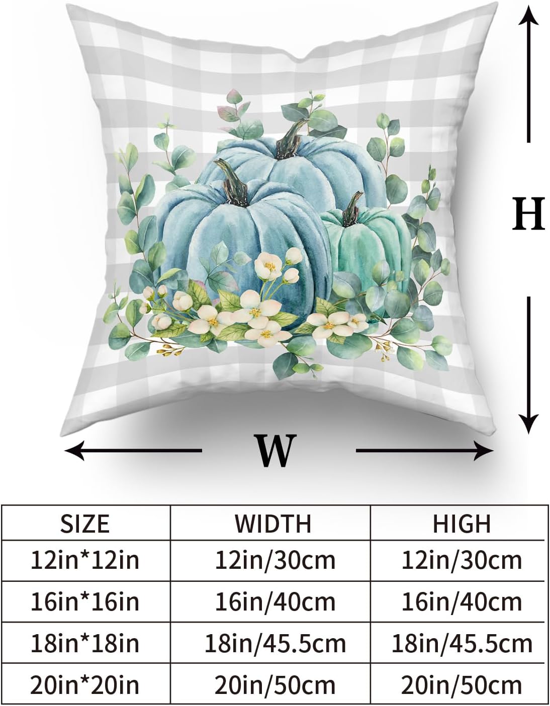 Giwawa Hello Pumpkin – Juego de 2 fundas de almohada de calabaza verde azulado con hojas de eucalipto, funda de almohada de otoño de cosecha y