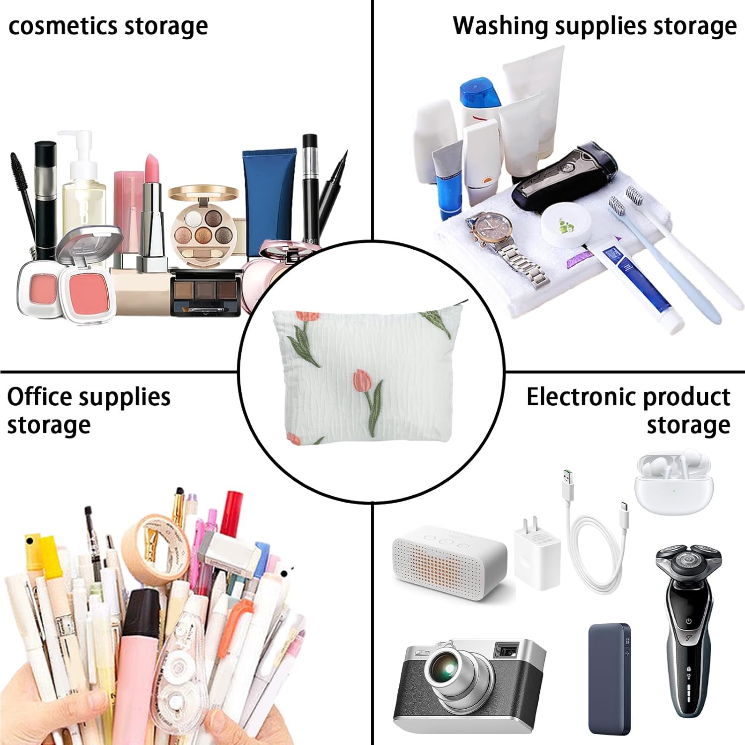 LYDZTION Bolsa de maquillaje de algodón, bolsa de maquillaje de viaje, bolsa de cosméticos para mujeres, bolsa de maquillaje, bolsa de viaje de