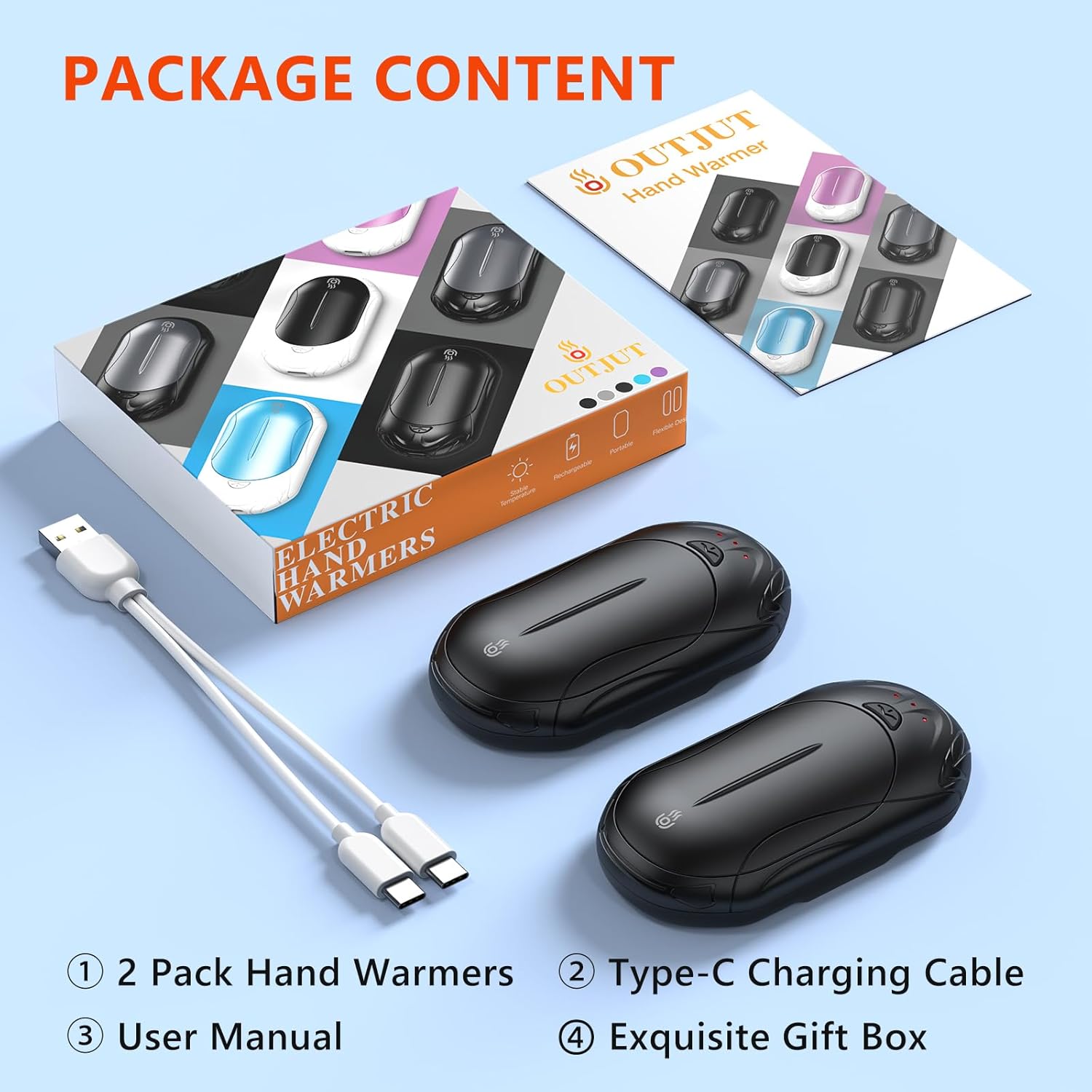 Rechargeable 6000mAh Pocket Hand Warmers – 20Hr Heating, Portable for Outdoor Sports, Camping, Hunting – Warm Gifts for Men, Women