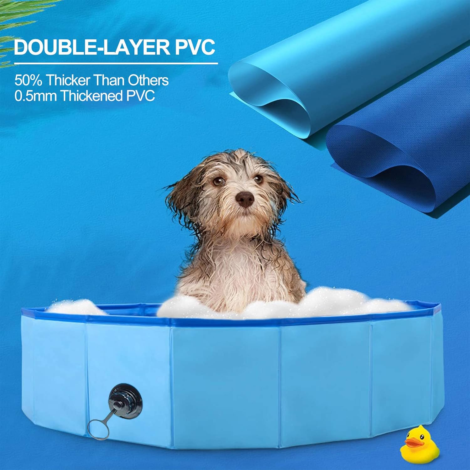 Reliancer Piscina plegable para perros, piscina plegable grande de 63 pulgadas para mascotas, bañera plegable para gatos, piscina portátil de PVC