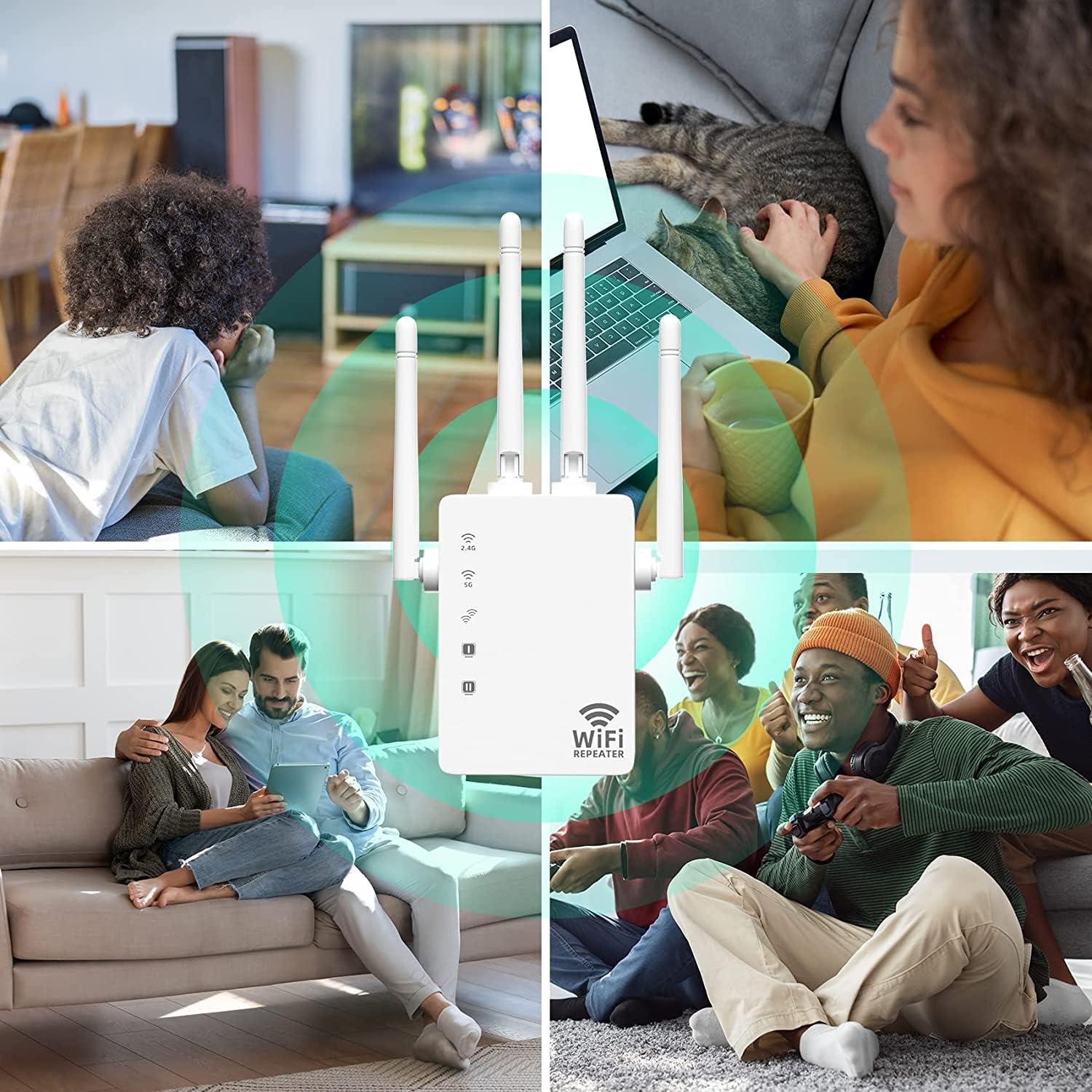 Amplificador WiFi 2023, amplificador de señal para cobertura del hogar de hasta 12880 pies cuadrados y 105 dispositivos, extensor WiFi, amplificador