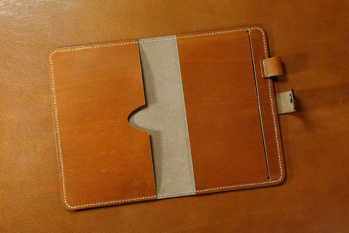 Brown vegetable tanned leather case cover for moleskine classic notebook leather portfolio organizer for moleskine large notebook MA514C