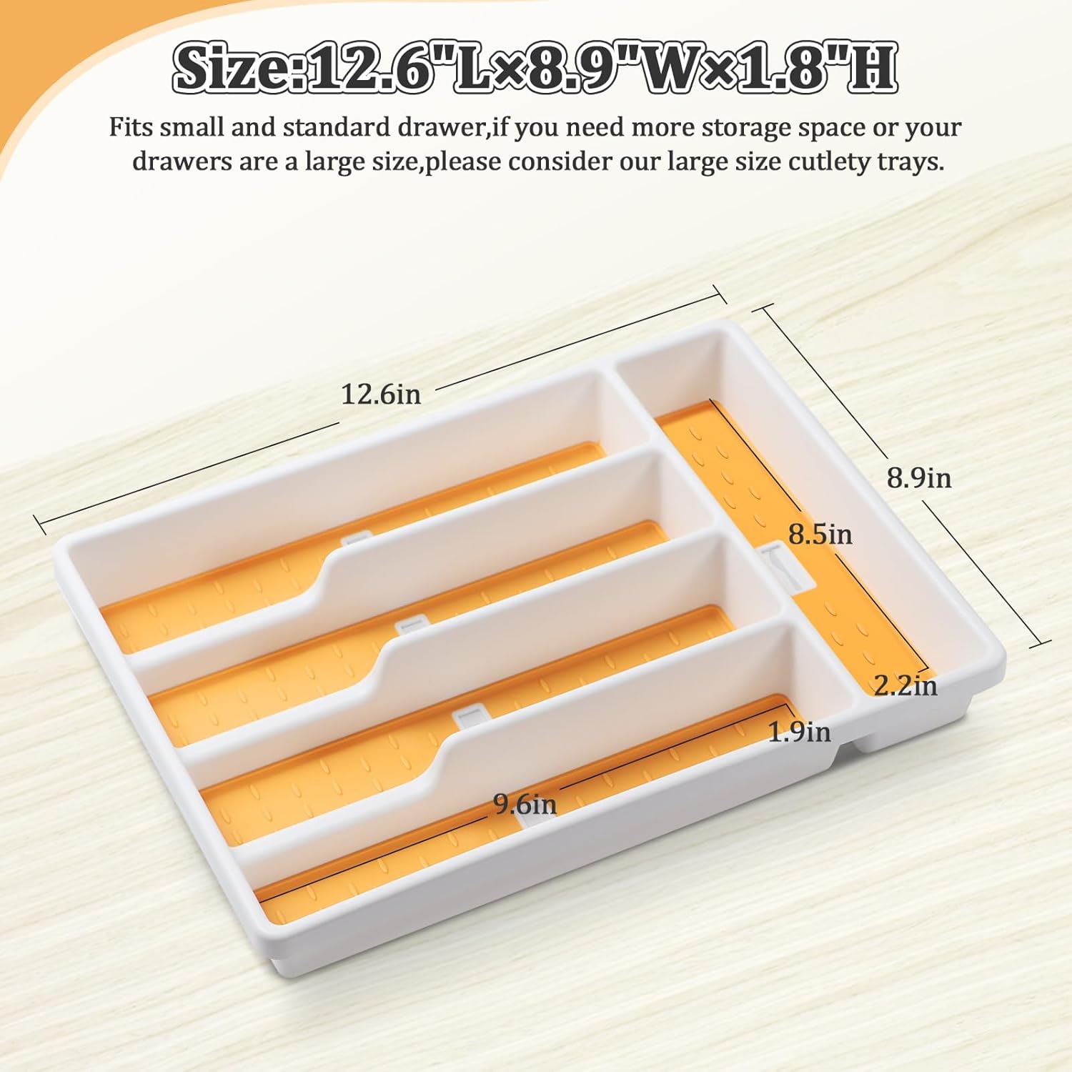 Organizador de cubiertos con iconos de cubiertos, bandeja de cubiertos para cajón de cocina, cubiertos de plástico, organizador de cajones de