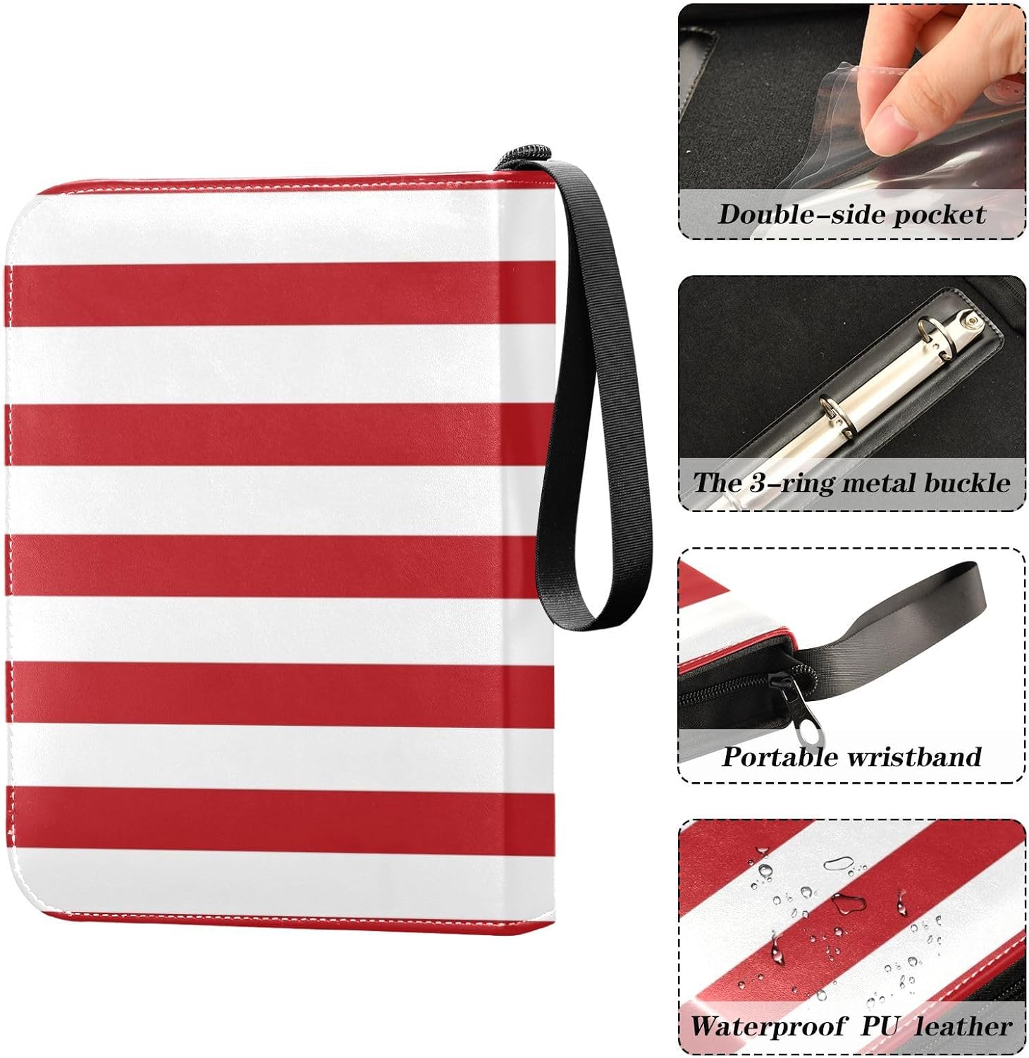 Carpeta de tarjetas coleccionables de Estados Unidos con 4 bolsillos con 50 fundas extraíbles, carpeta de álbumes de tarjetas de 3 anillos con