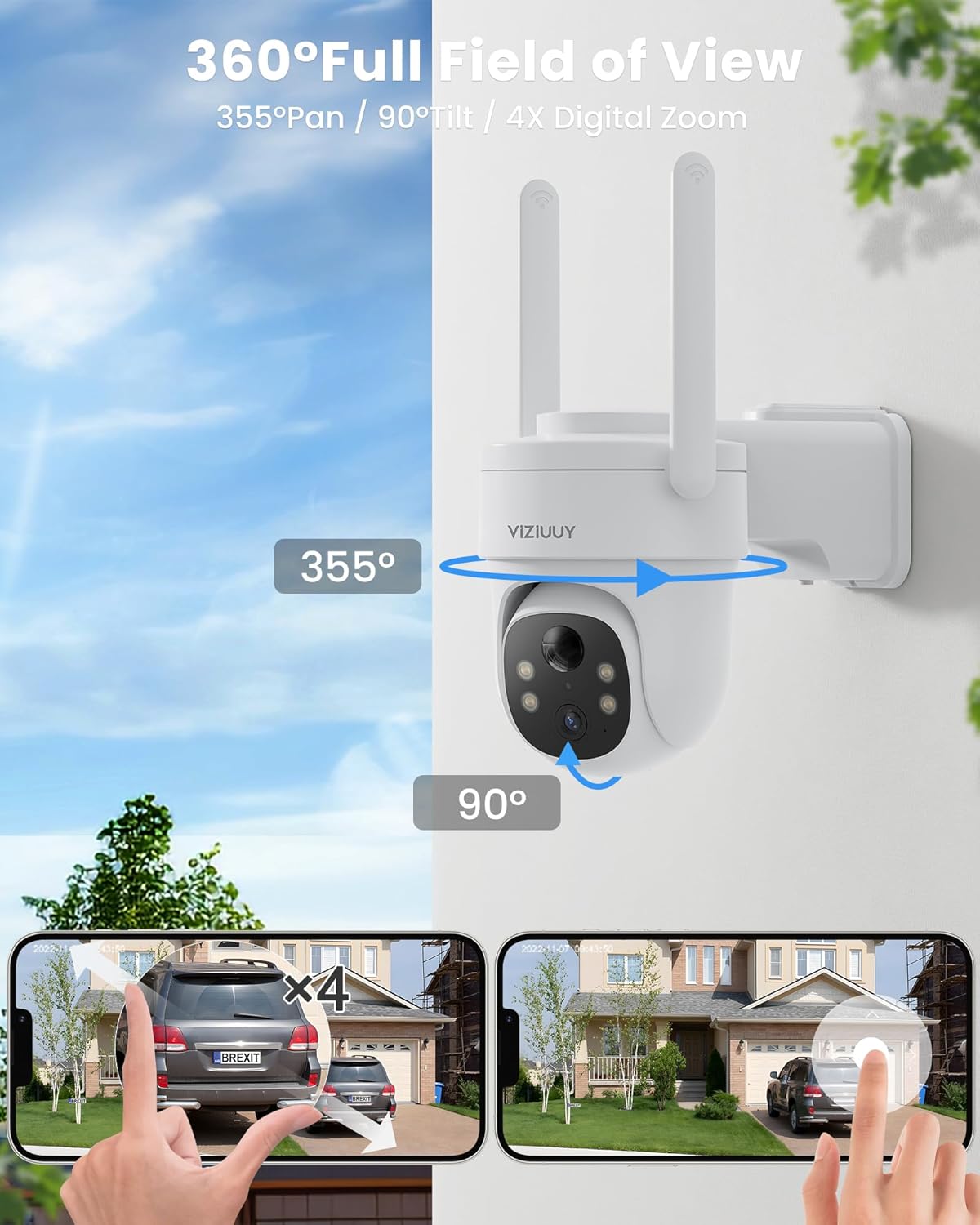 Cámaras de seguridad solares inalámbricas para exteriores, paquete de 2 cámaras de seguridad de 3 MP inalámbricas para exteriores, cámara WiFi de