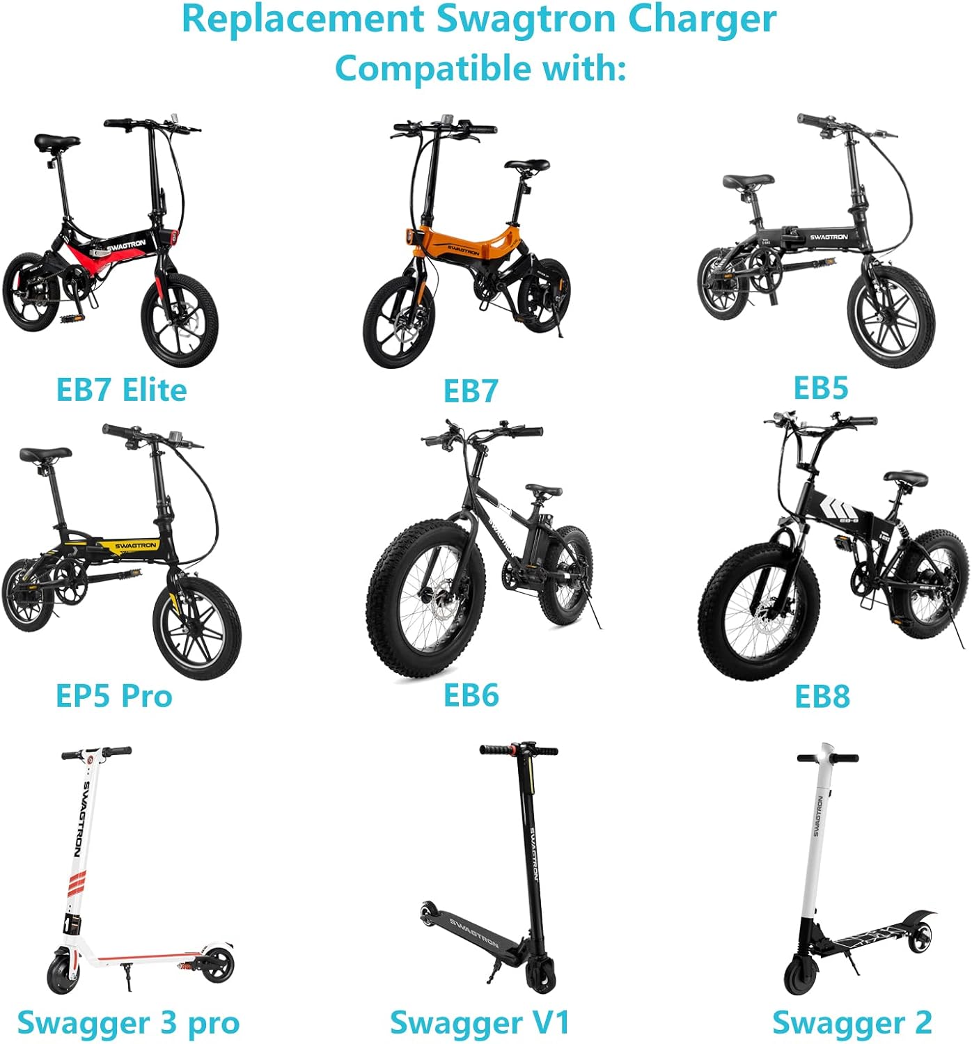 Cargador de 42 V para Swagtron EB7 para Swagtron Elite EB5 EB7 Plus EB5 Pro EB8 Ebike EB-12 EB-11 EB-10 EB-9 36V Electric E Bike Swagcycle SC-1 SC1