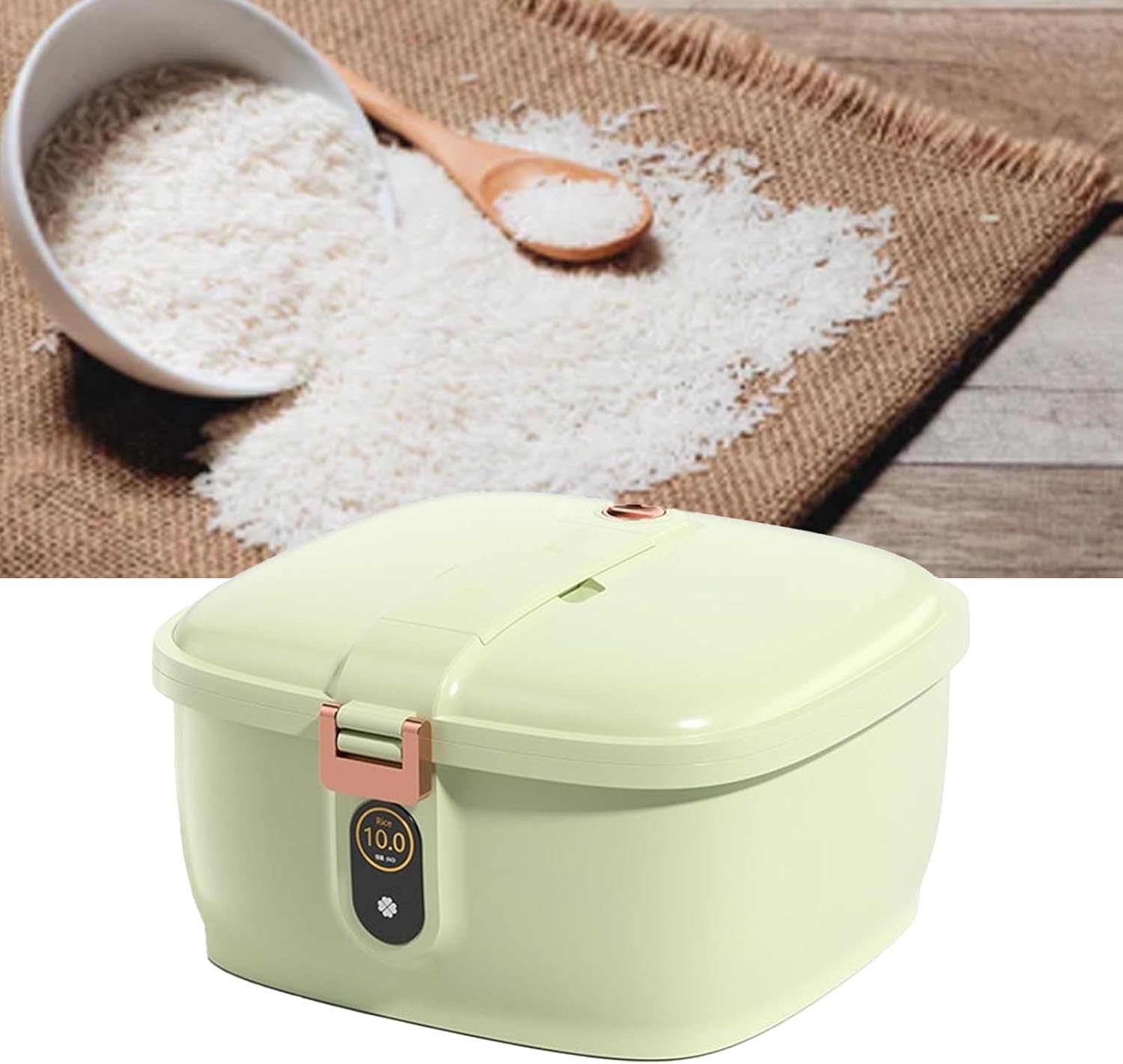 Recipiente de almacenamiento de arroz, dispensador de arroz de gran capacidad, cubo de arroz sellado hermético, dispensador de granos de cocina,