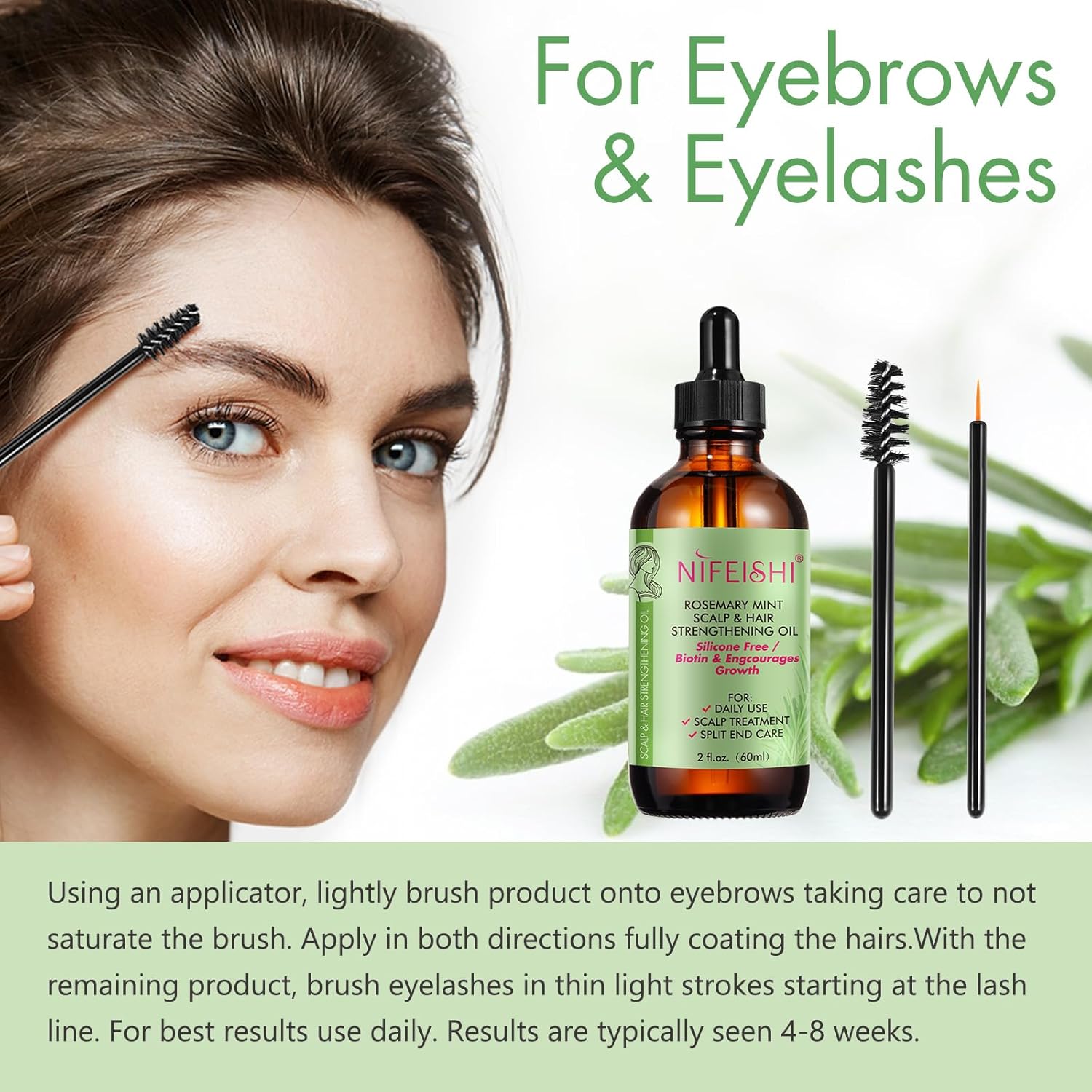 Aceite de romero para el crecimiento del cabello orgánico  Aceite de romero 100% puro para cejas y pestañas  Biotina y aceites esenciales para