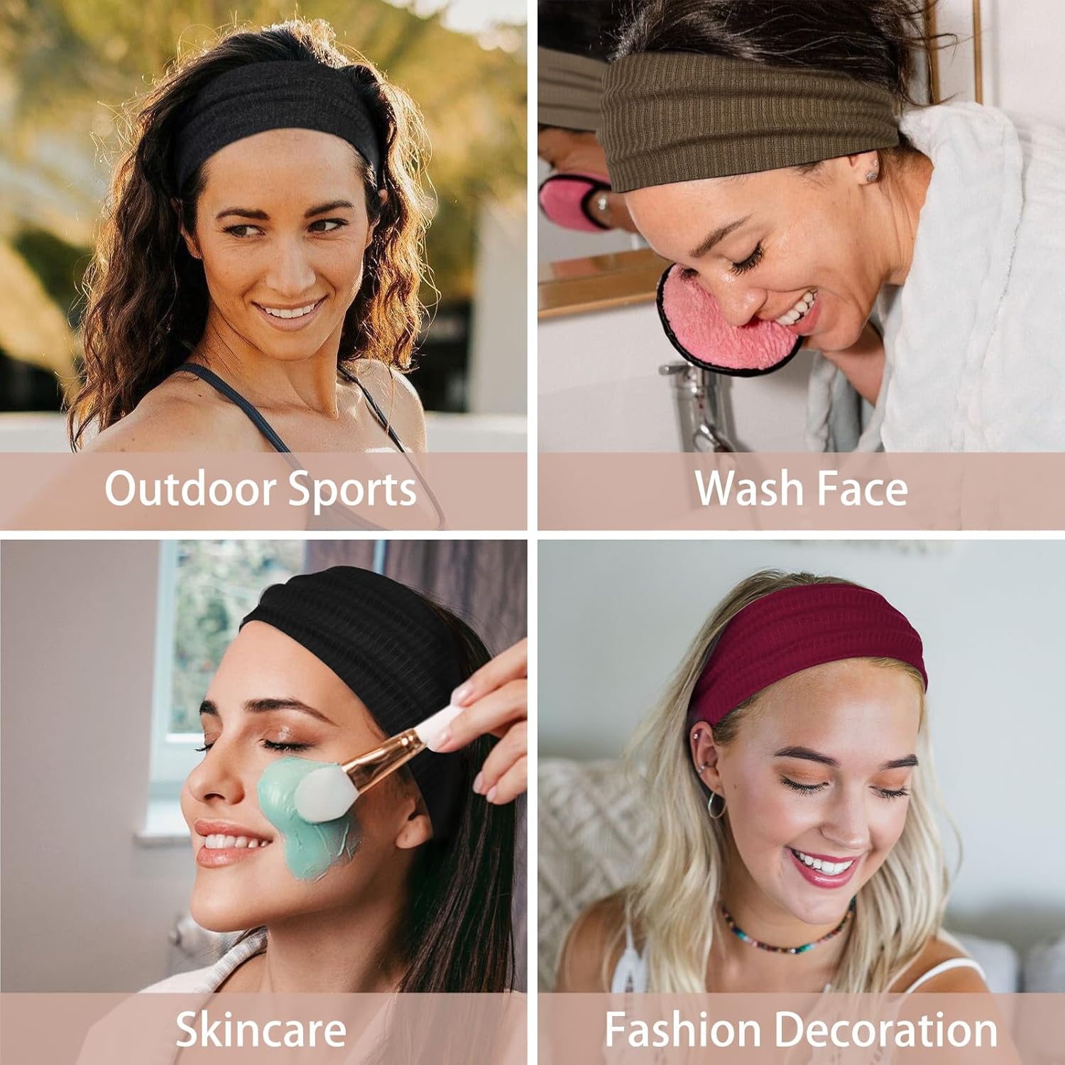 Diademas anchas antideslizantes para mujer, bandas elásticas gruesas y suaves, accesorios para el cabello, para yoga, entrenamiento, paquete de 6