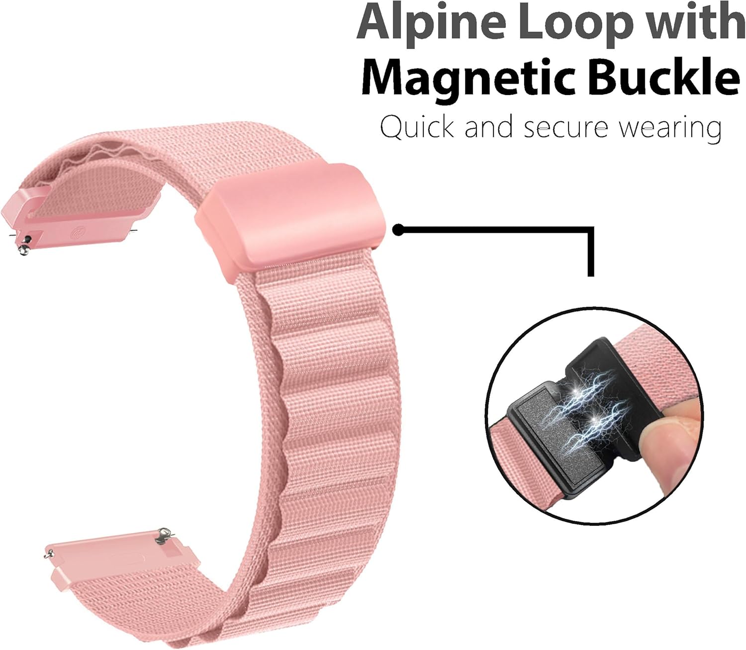 20mm 22mm Watch Bands, Alpine Loop Nylon Strap with Adjustable Magnetic Buckle, Quick Release Smartwatch Bands Replacement for Men Women