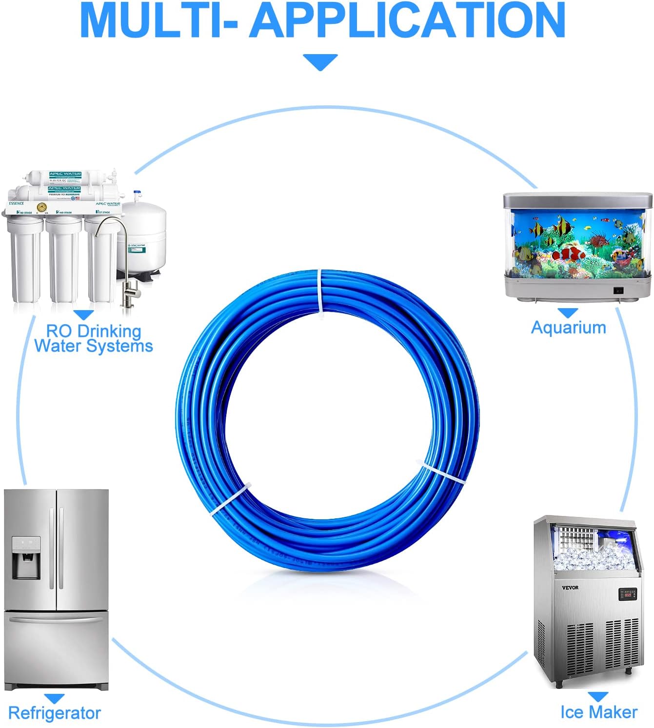 Grifo de agua de ósmosis inversaósmosis inversa, adaptador de agua de alimentación 38 “x 38″ x 14” o G 12 “xG 12 “x14”, tubo de agua RO de 30 pies