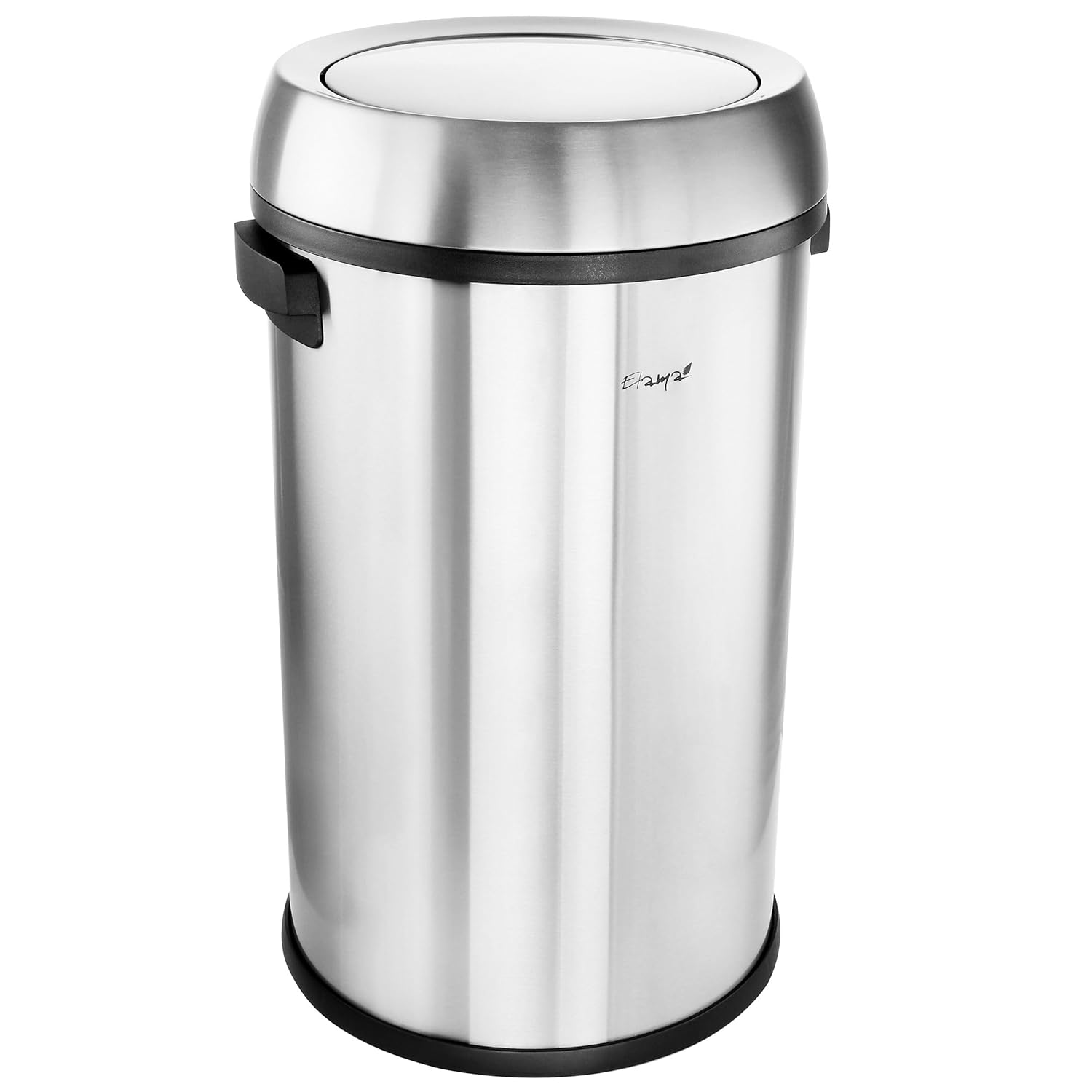 Elama Cubo de basura cilíndrico de acero inoxidable con tapa oscilante de 17 galones de 65 litros