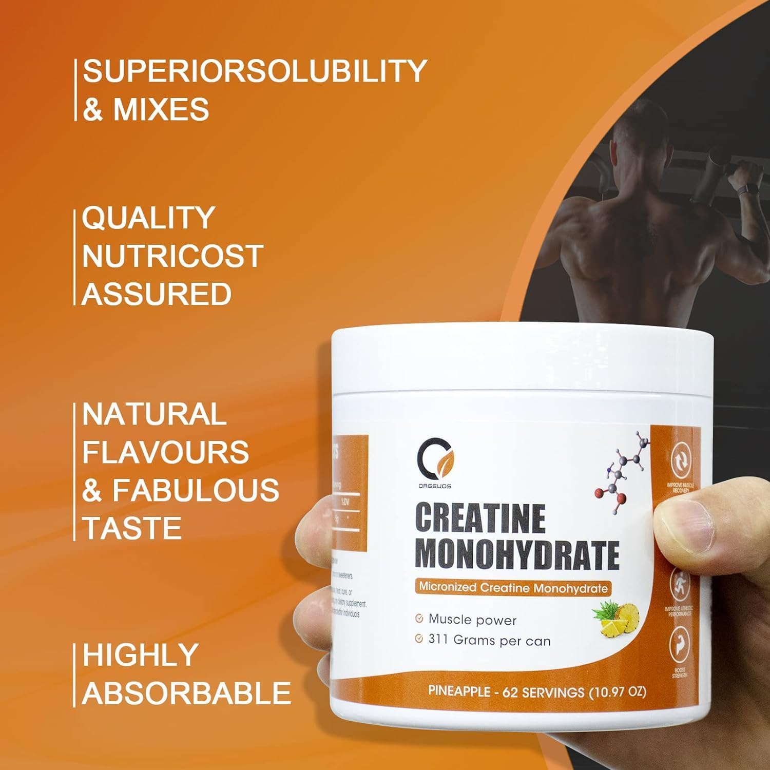 Creatina para mujeres y hombres, creatina micronizada monohidrato en polvo, reduce el tiempo de recuperación, aumenta la masa muscular magra,