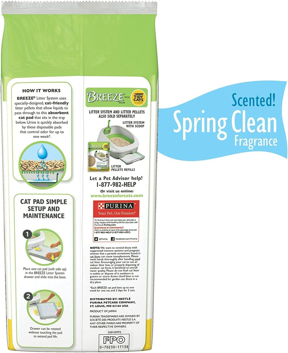 Tidy Cats Breeze Spring Clean – Paquete de recambio de almohadillas para gatos (3) 10 unidades con toallitas Aurora Pet