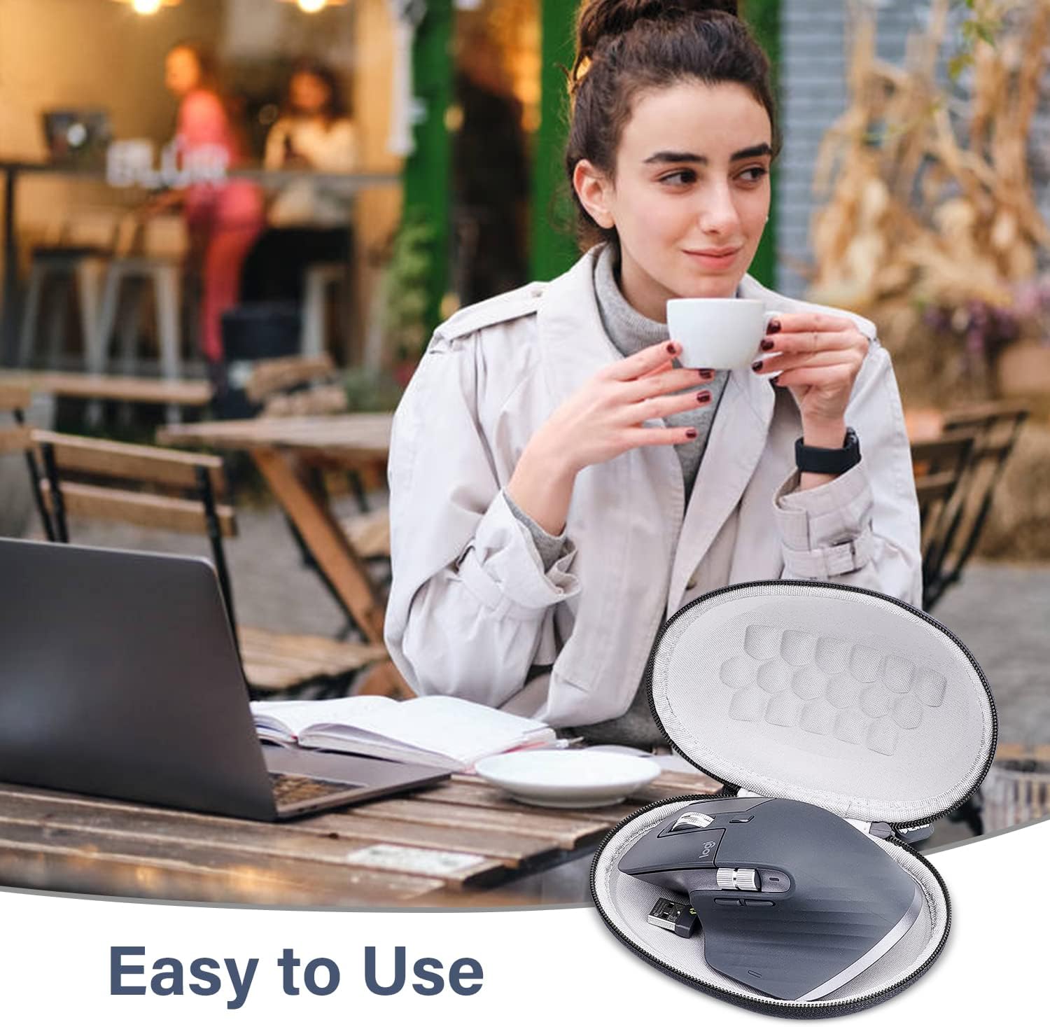 Estuche de viaje para Logitech MX Master 3  Master 3S mouse inalámbrico Bluetooth – (funda negra + interior gris)