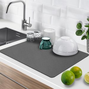 Tapete de secado de platos para encimera de cocina, tapete de secado de platos de 24 x 16 pulgadas con parte trasera de goma antideslizante, Tapete de secado de platos para encimera de cocina, tapete de secado de platos de 24 x 16 pulgadas con parte trasera de goma antideslizante,
