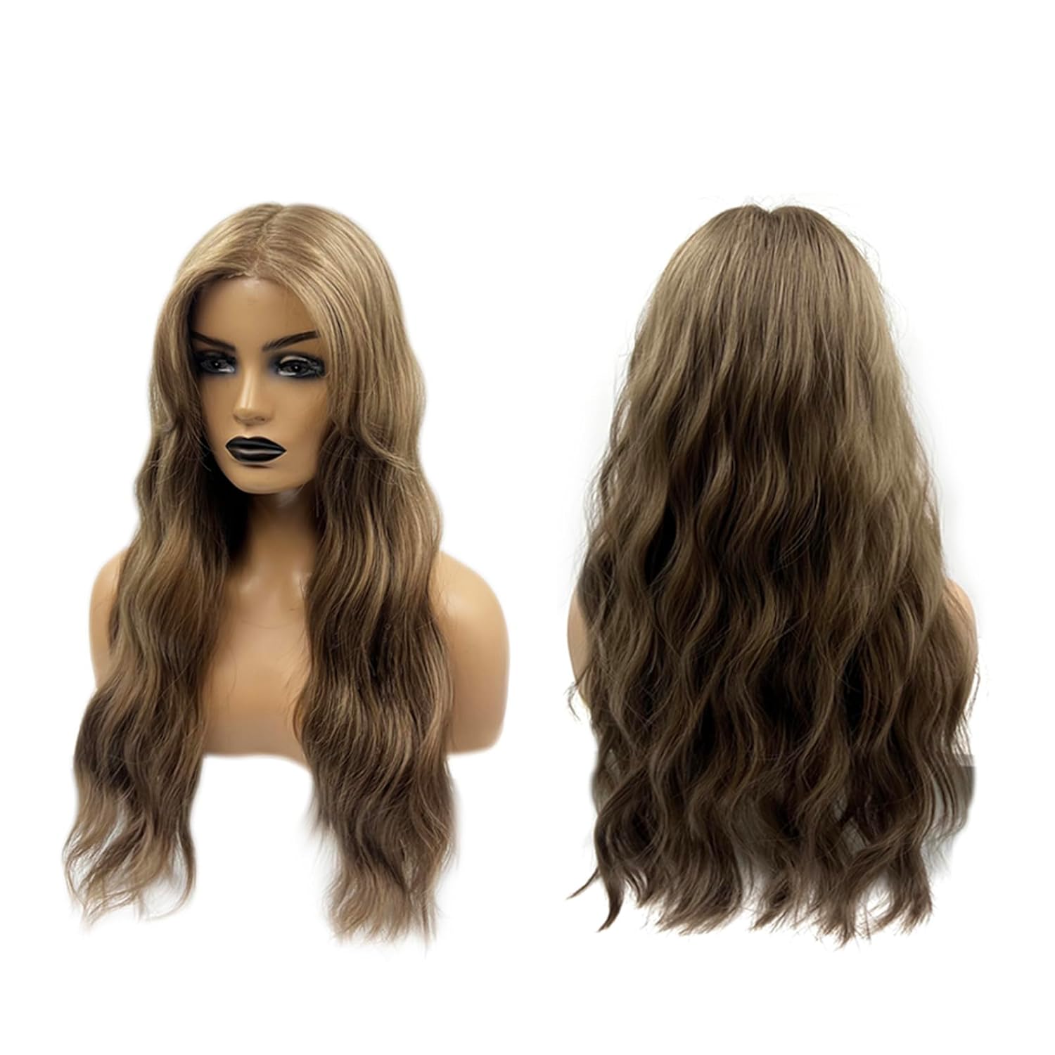 ISABELLA – Peluca de encaje frontal precortada con flequillo lateral, pelucas largas y rizadas para mujer, pelucas sintéticas naturales para uso