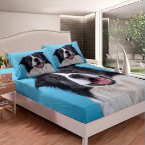 Feelyou 3D Dog Sheets Cute Border Collie Printed Bed Sheet Set Puppy Bedding Set for Kids Boys Girls Animal Theme Fitted Sheet Bedroom Collection Feelyou 3D Dog Sheets Cute Border Collie Printed Bed Sheet Set Puppy Bedding Set for Kids Boys Girls Animal Theme Fitted Sheet Bedroom Collection