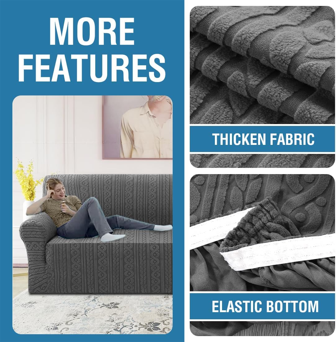 H.VERSAILTEX Fundas de sofá jacquard para sofás de 3 cojines, 1 pieza, fundas elásticas para sofá, protector de muebles antideslizantes, suaves y