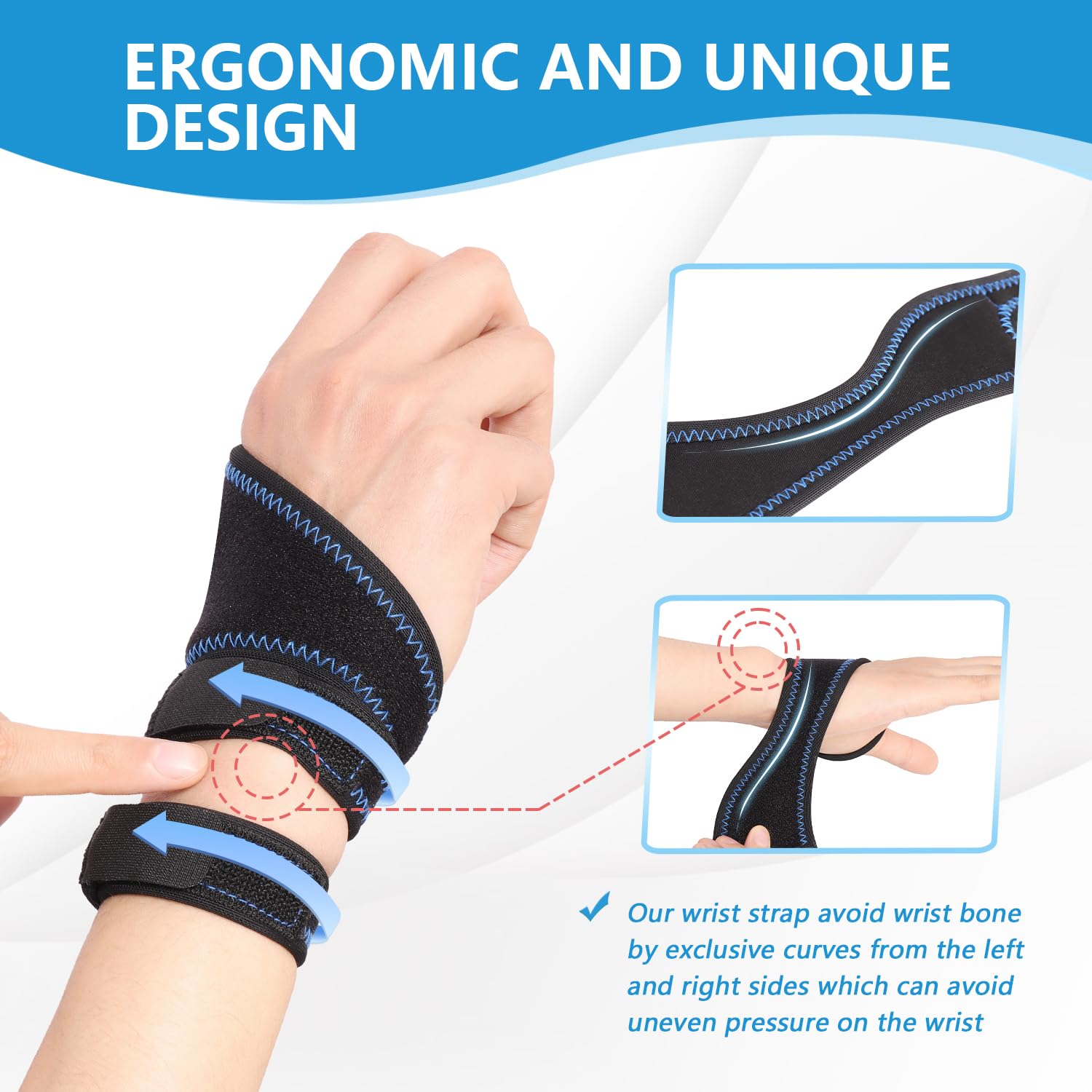 1 par de muñequeras para desgarros TFCC, muñequeras para tendinitis, muñequera ajustable para dolor de muñeca de lado cubital, inestabilidad DRUJ,