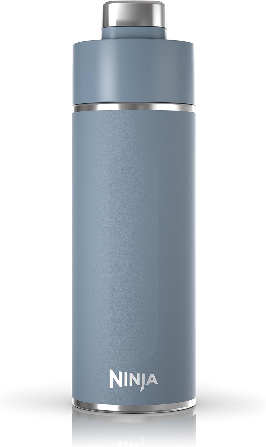 Ninja DW2401BL Thirsti – Botella de agua de viaje de 24 onzas, para bebidas gaseosas carbonatadas, más frías y espumosas durante más tiempo, a