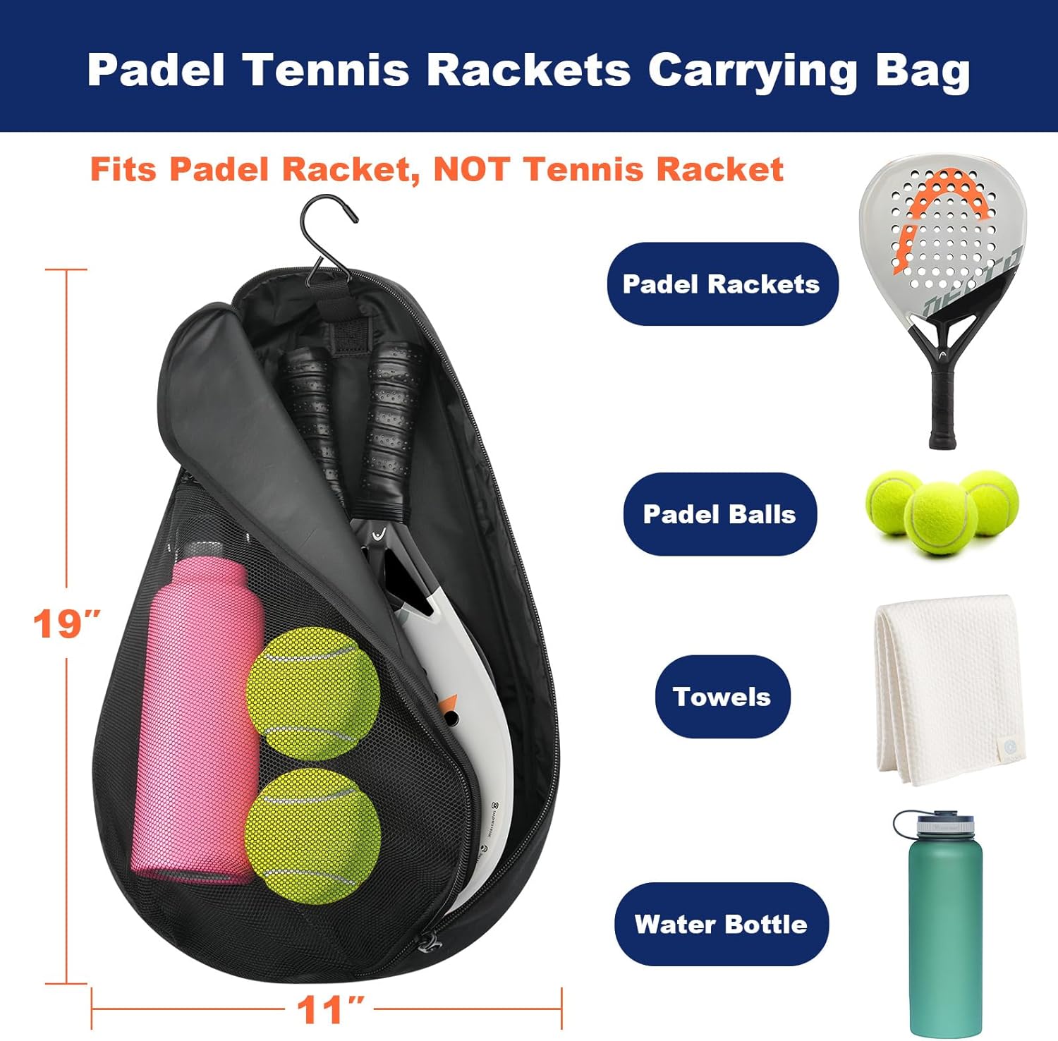 Cosmos Padel Racket Bag Pickleball Paddle Sling Backpack Padel Racquet Storage Bag, Padel (Paddel Tennis) Equipment Carrying Bag with Mesh Pocket