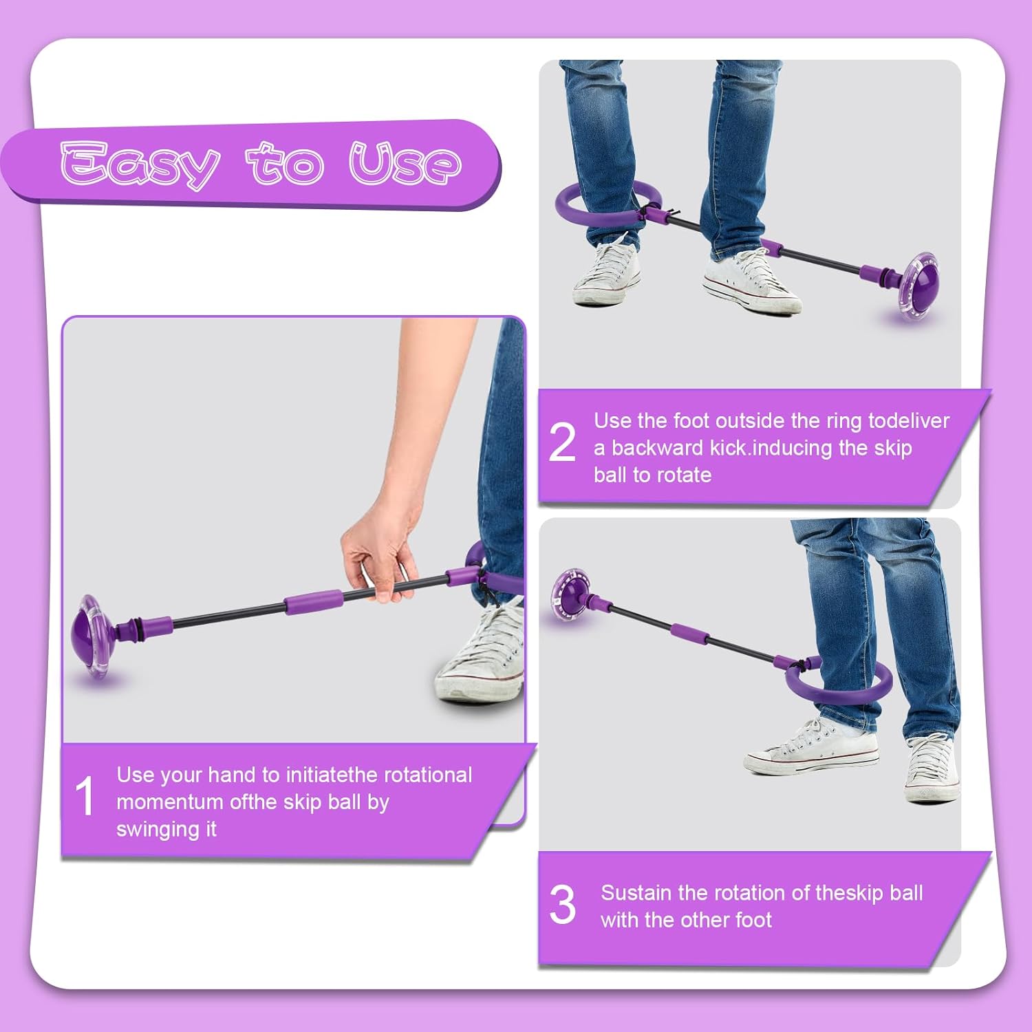 VCVOIP Pelota de salto de tobillo para niños, rueda flash colorida plegable para niños y niñas, juguetes para interiores y exteriores, juguetes para