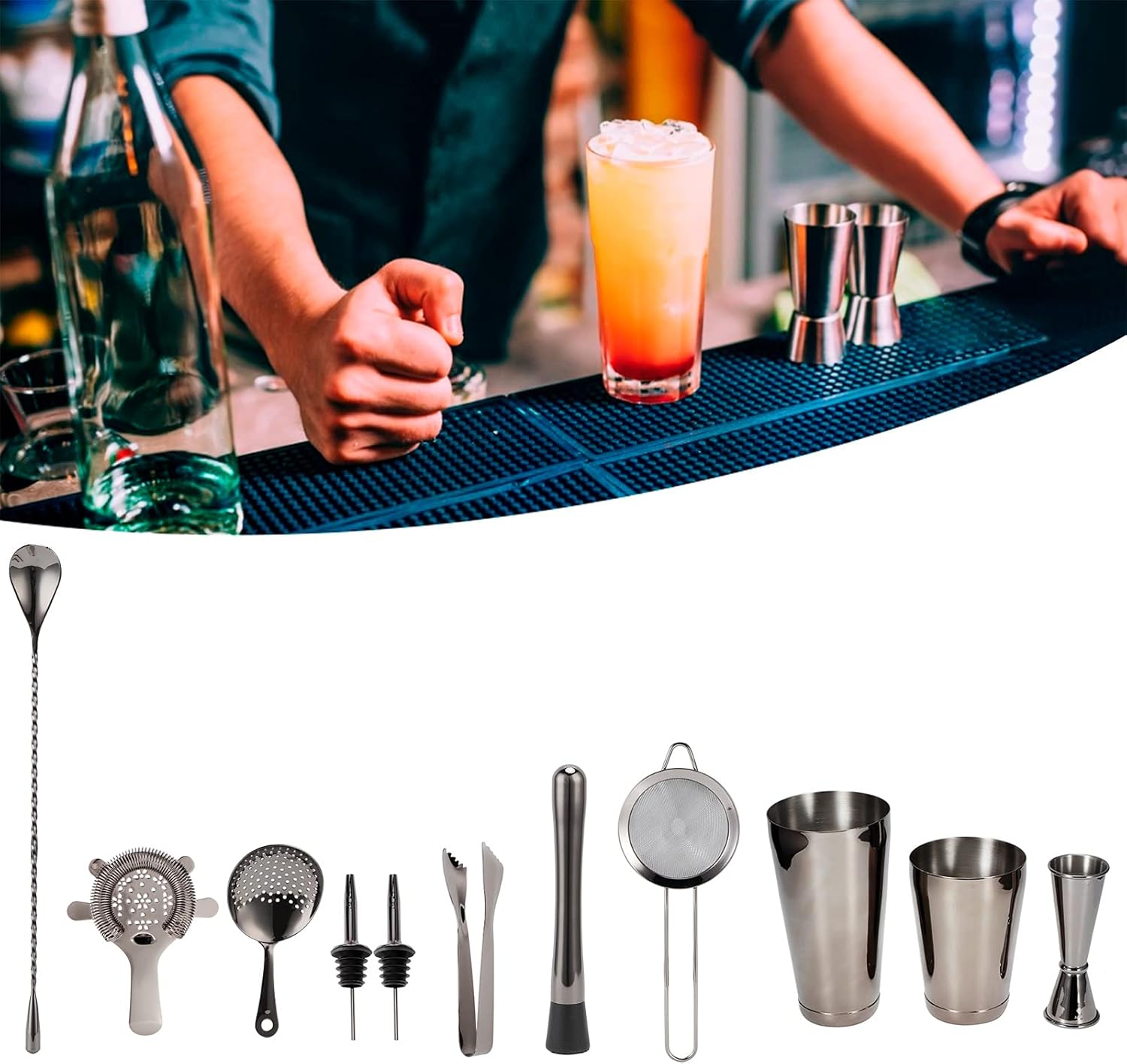 Kit de camarero, solo lavar a mano, buen sellado, fácil de usar para barman para Año Nuevo para vacaciones para inauguraciones de la casa (negro