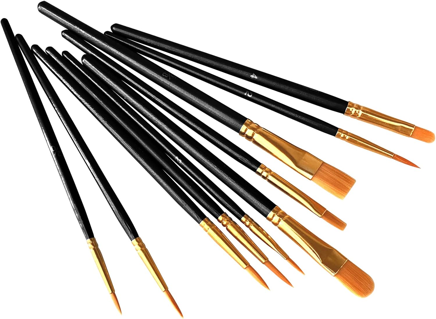 Juego de 100 pinceles de pintura, 100 pinceles de pintura negra al óleo y acuarela, cabezal de cepillo de nailon, juego de pinceles de pintura