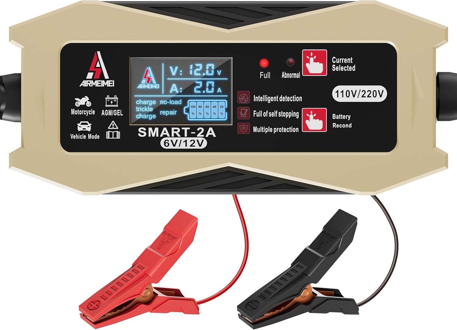 Cargador de batería de coche inteligente 3 IN1 0.5A1A2A, cargador de batería automotriz 6V12V, cargador de batería de doble voltaje 110V220V