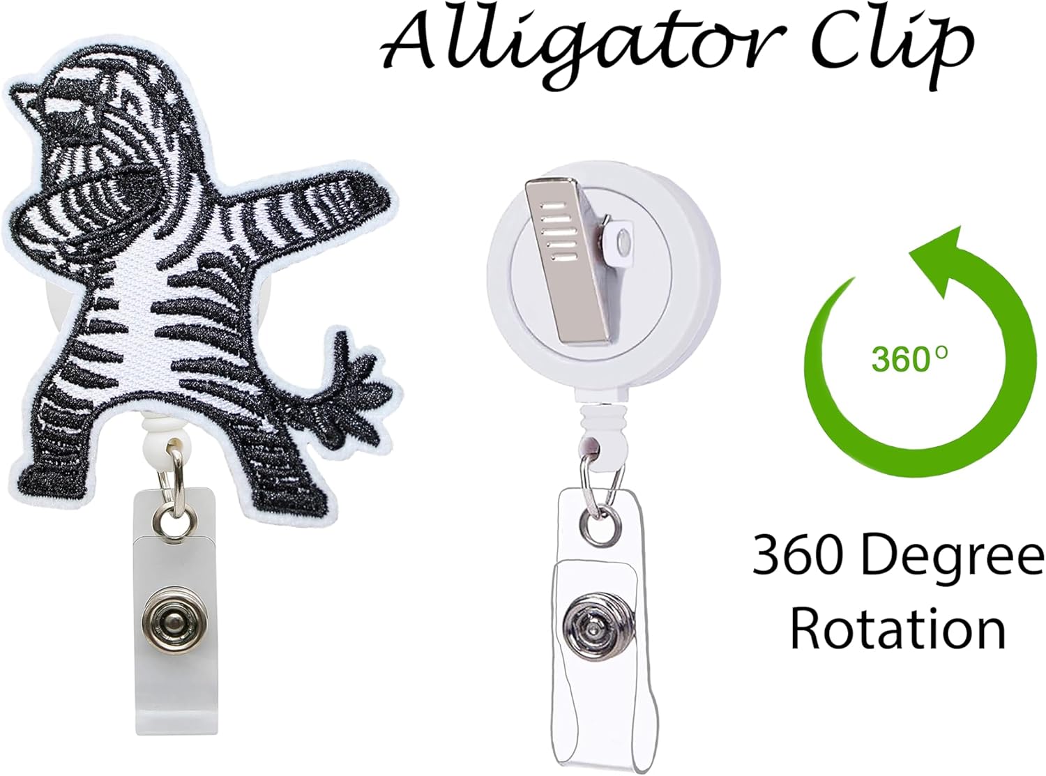Dabbing Zebra – Carrete de identificación retráctil con clip de cocodrilo para hospitales, médicos y personal de oficina profesional